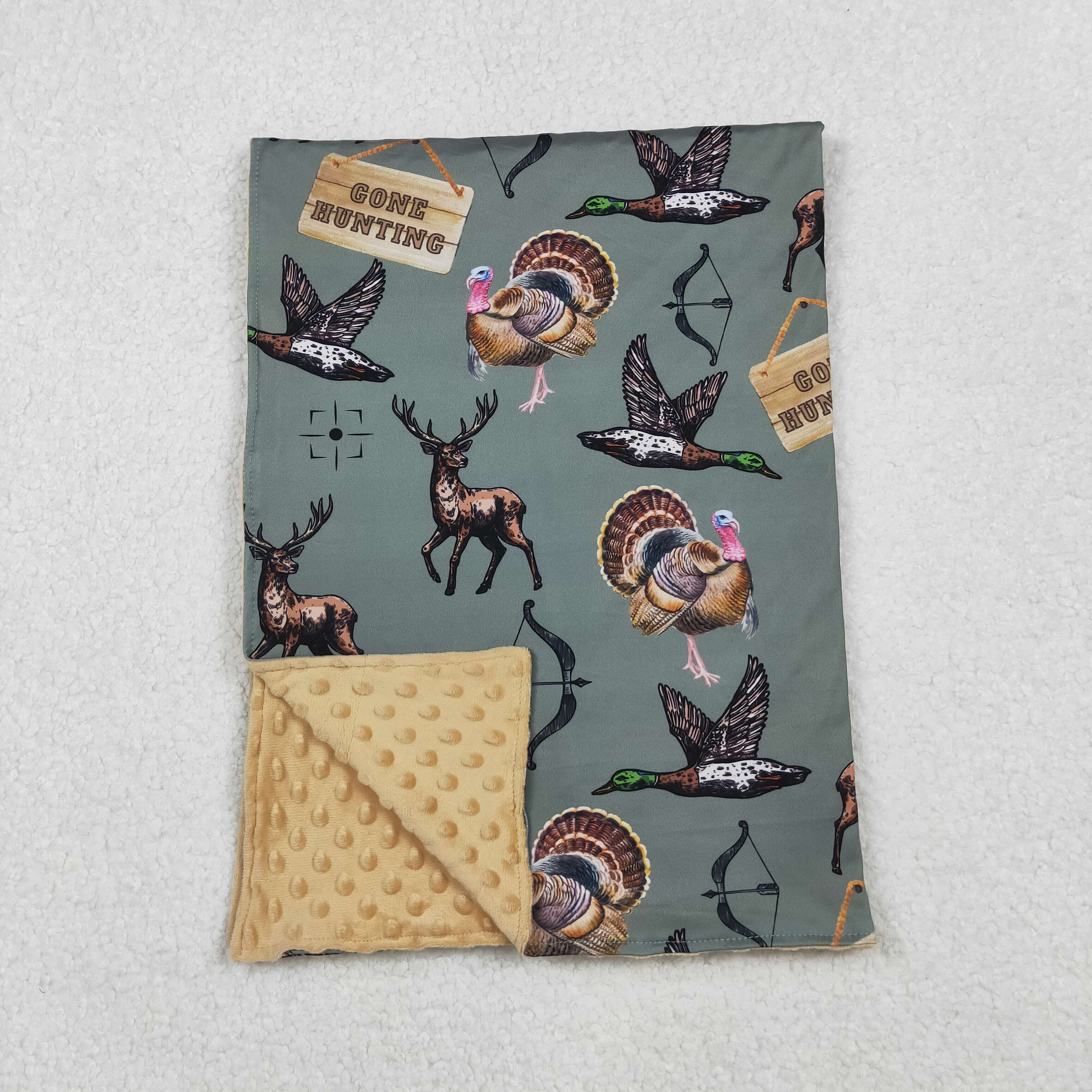 BL0151 RTS baby blanket hunting turkey baby minky blanket