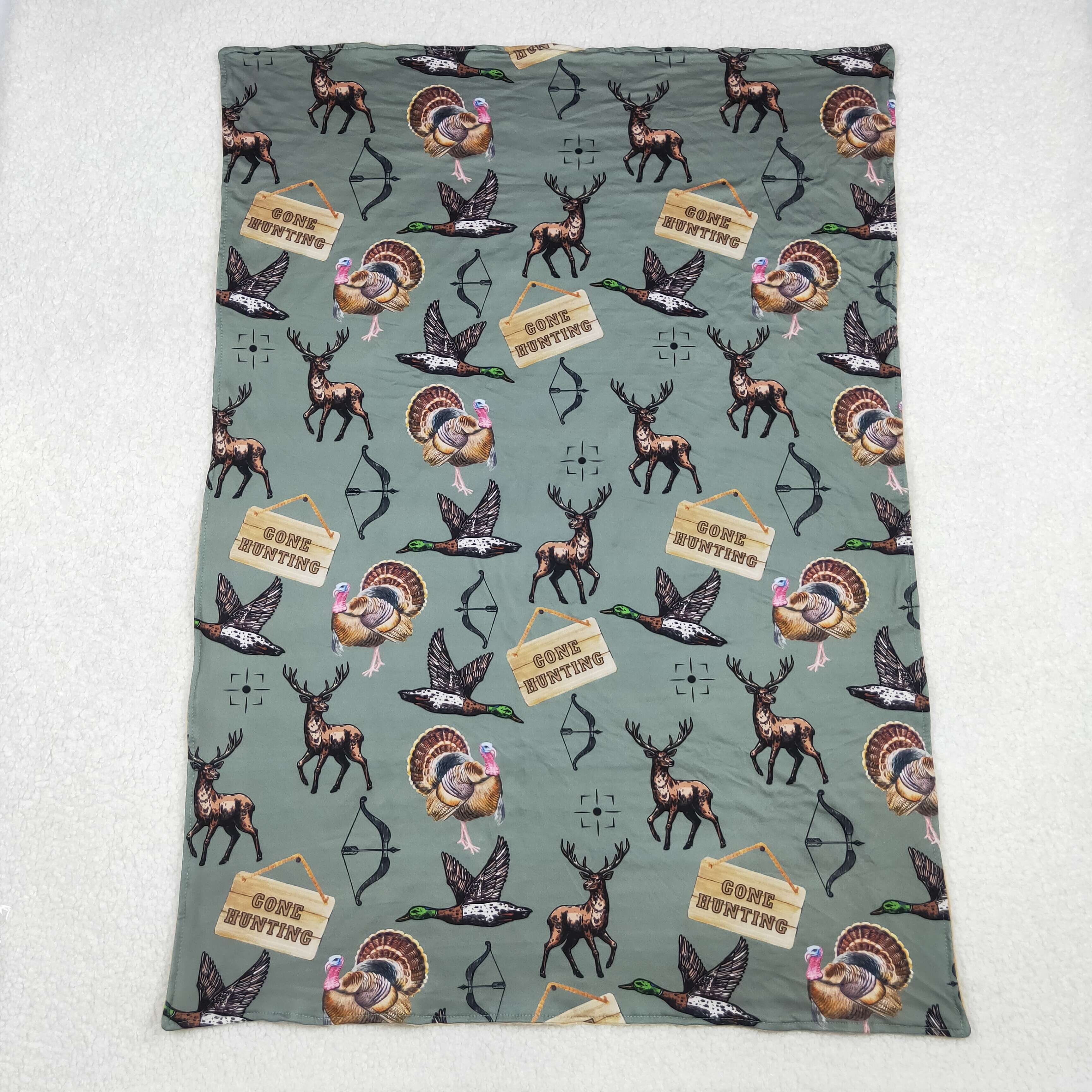 BL0151 RTS baby blanket hunting turkey baby minky blanket