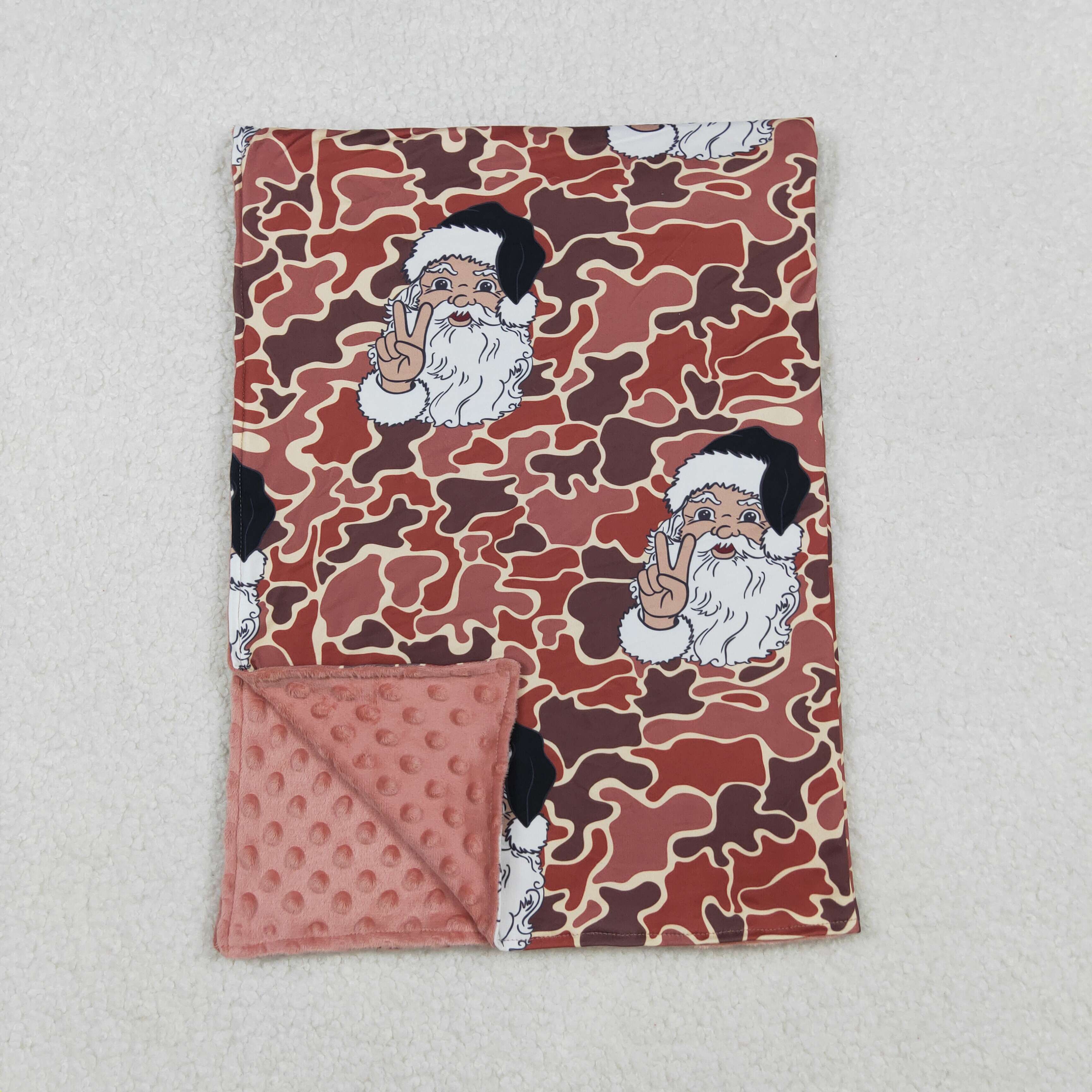BL0162 RTS baby blanket santa camo baby minky blanket