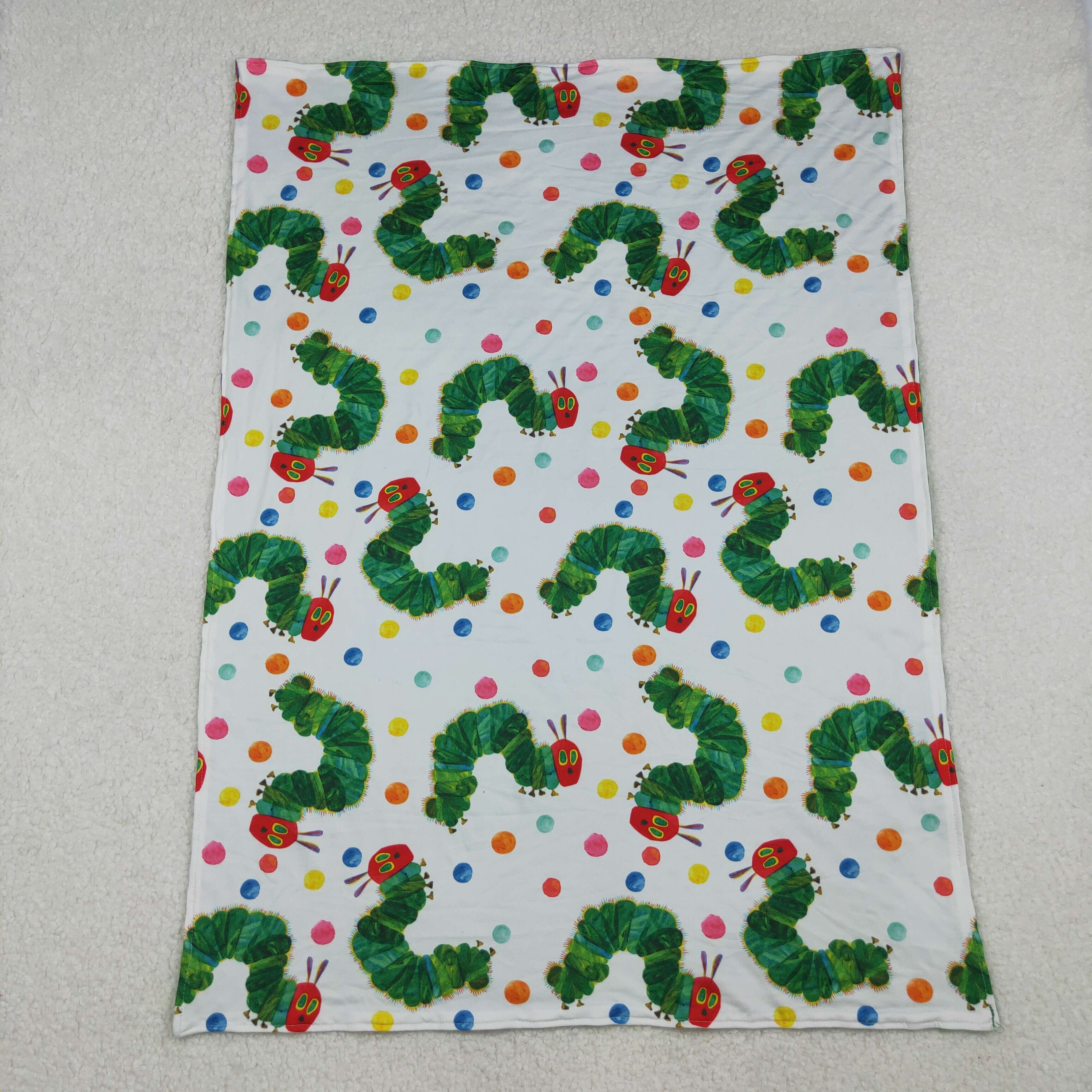 BL0202 RTS baby caterpillar print baby boy minky blanket