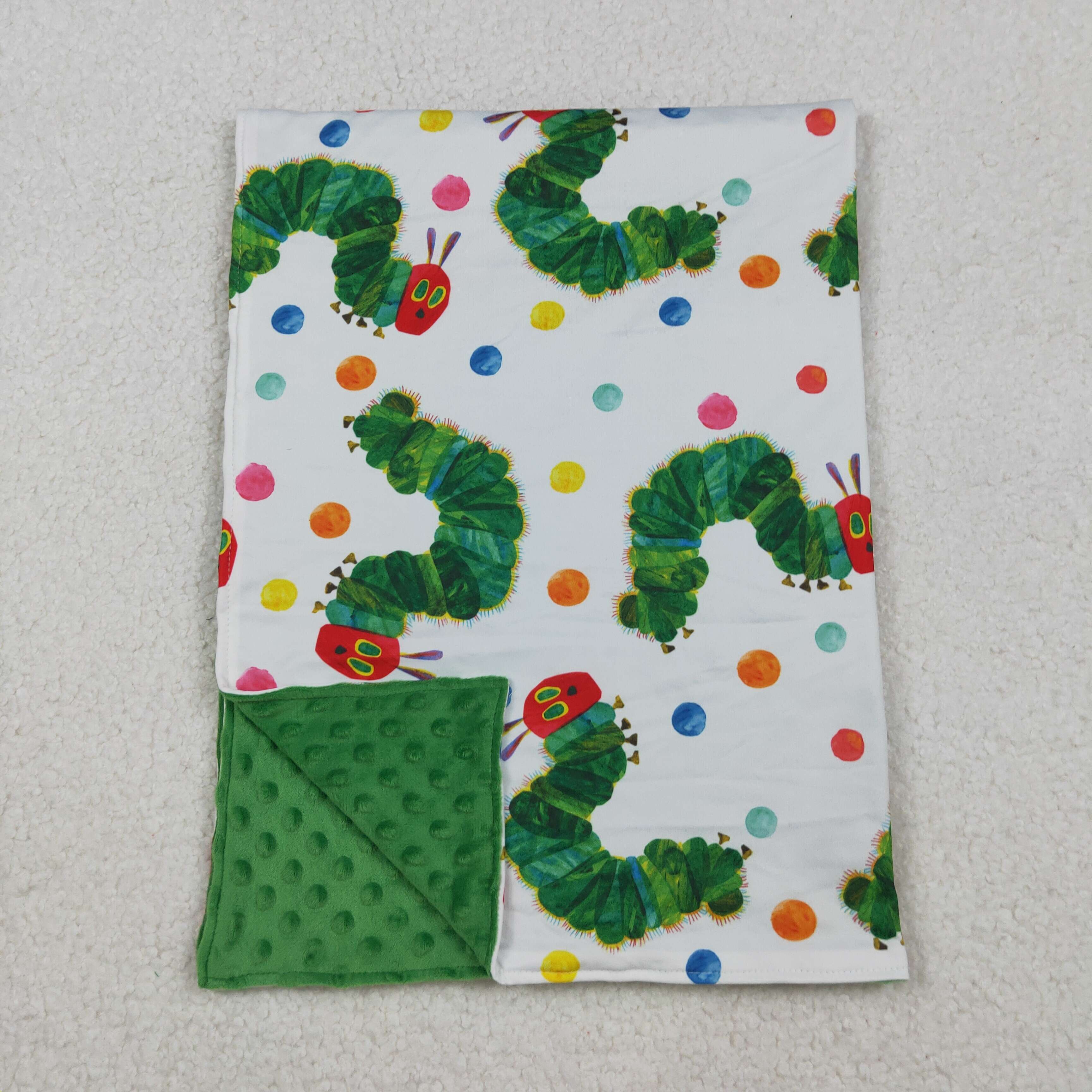 BL0202 RTS baby caterpillar print baby boy minky blanket