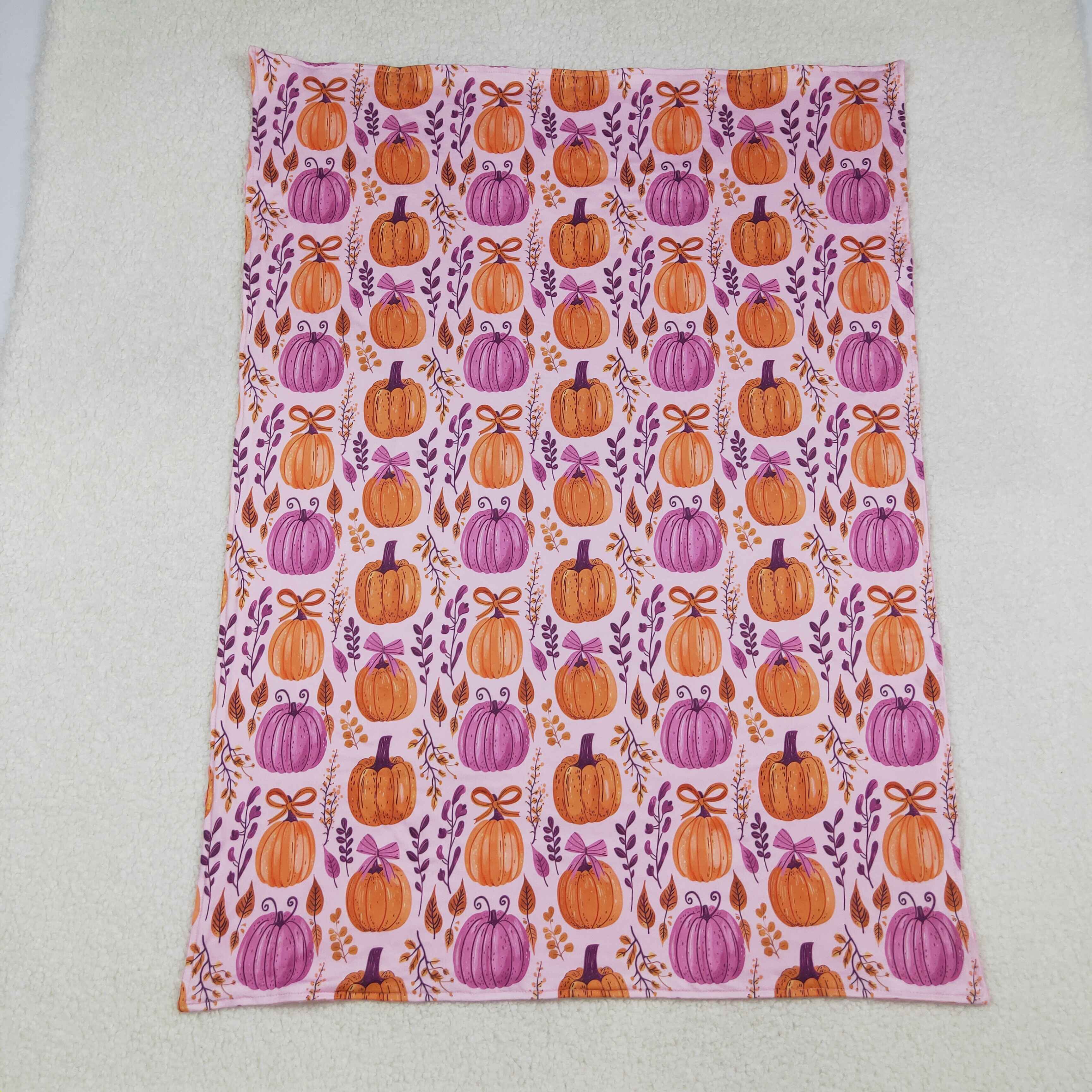 BL0216 RTS baby blanket pumpkin print halloween baby girl blanket