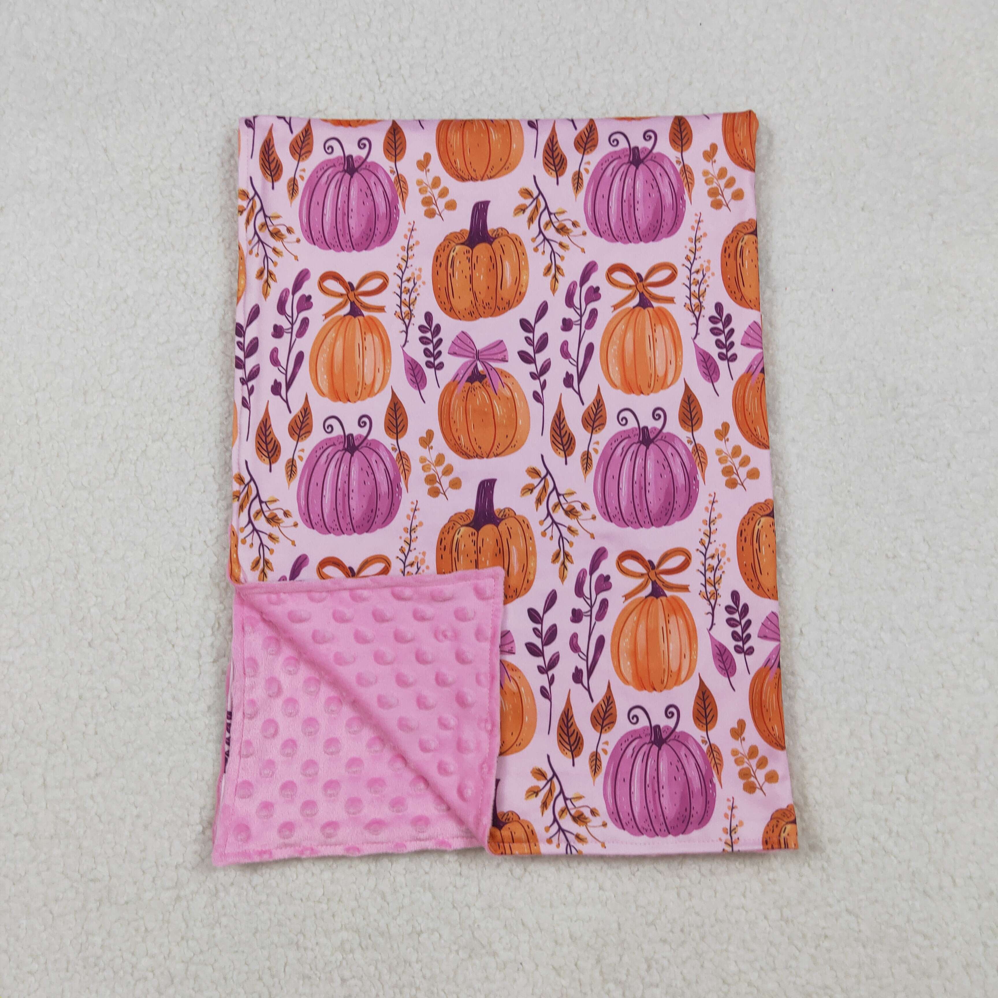 BL0216 RTS baby blanket pumpkin print halloween baby girl blanket