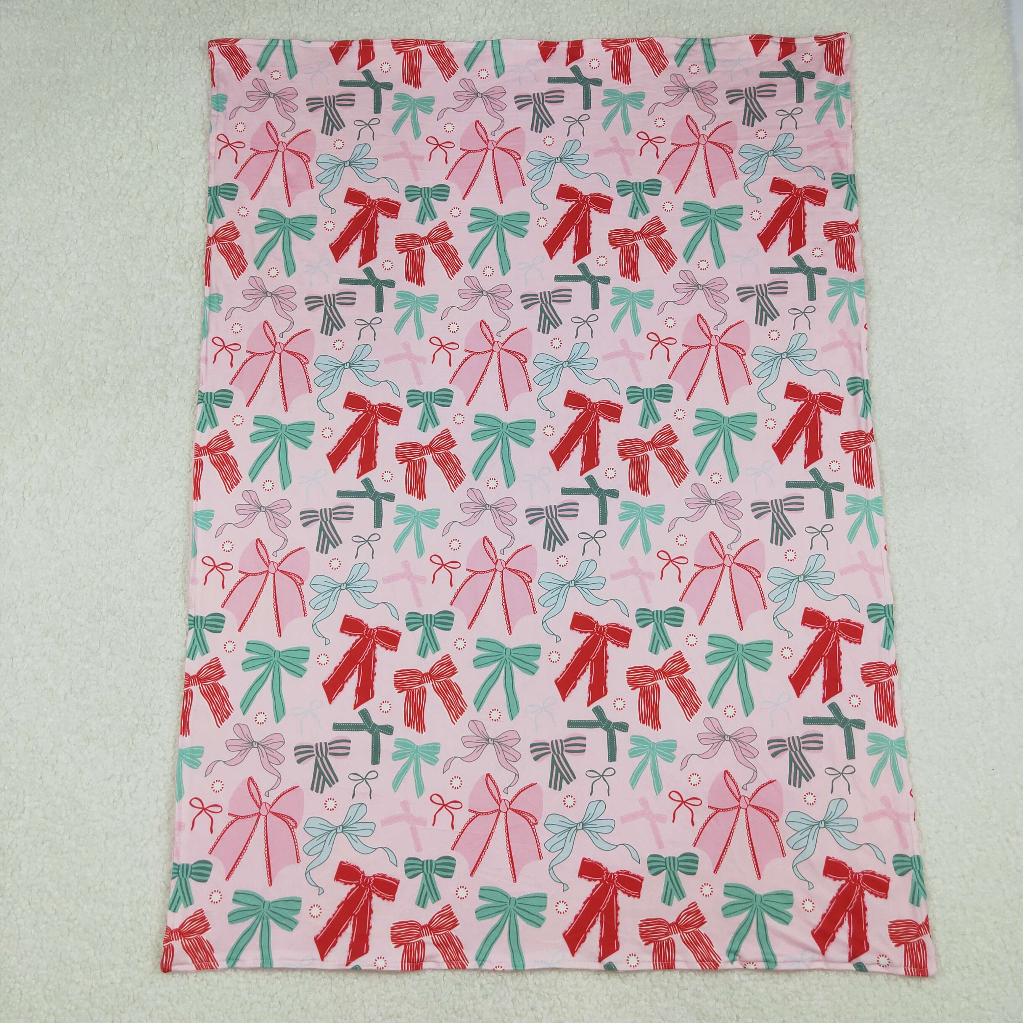 BL0218 RTS baby blanket  bows print baby girl blanket