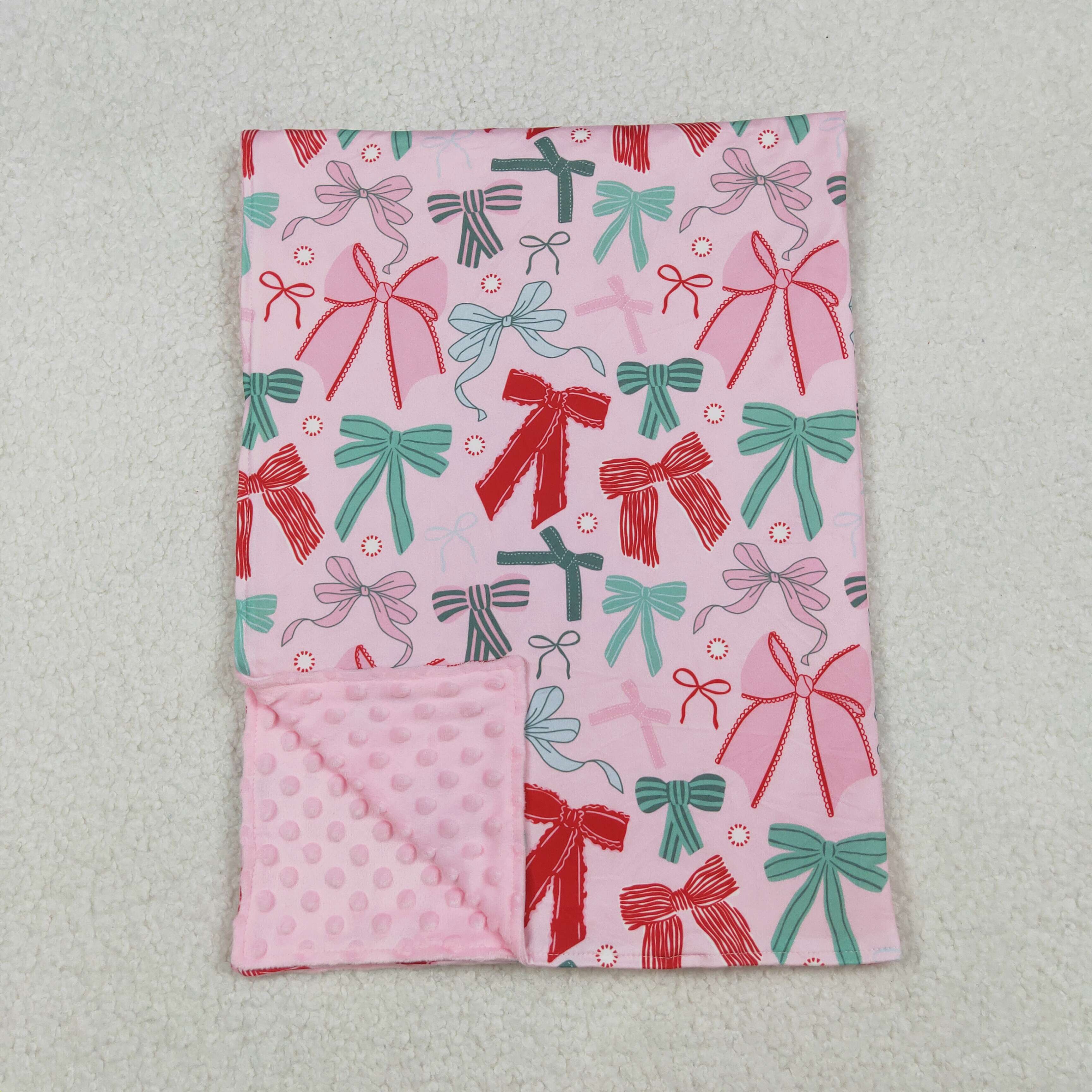BL0218 RTS baby blanket  bows print baby girl blanket
