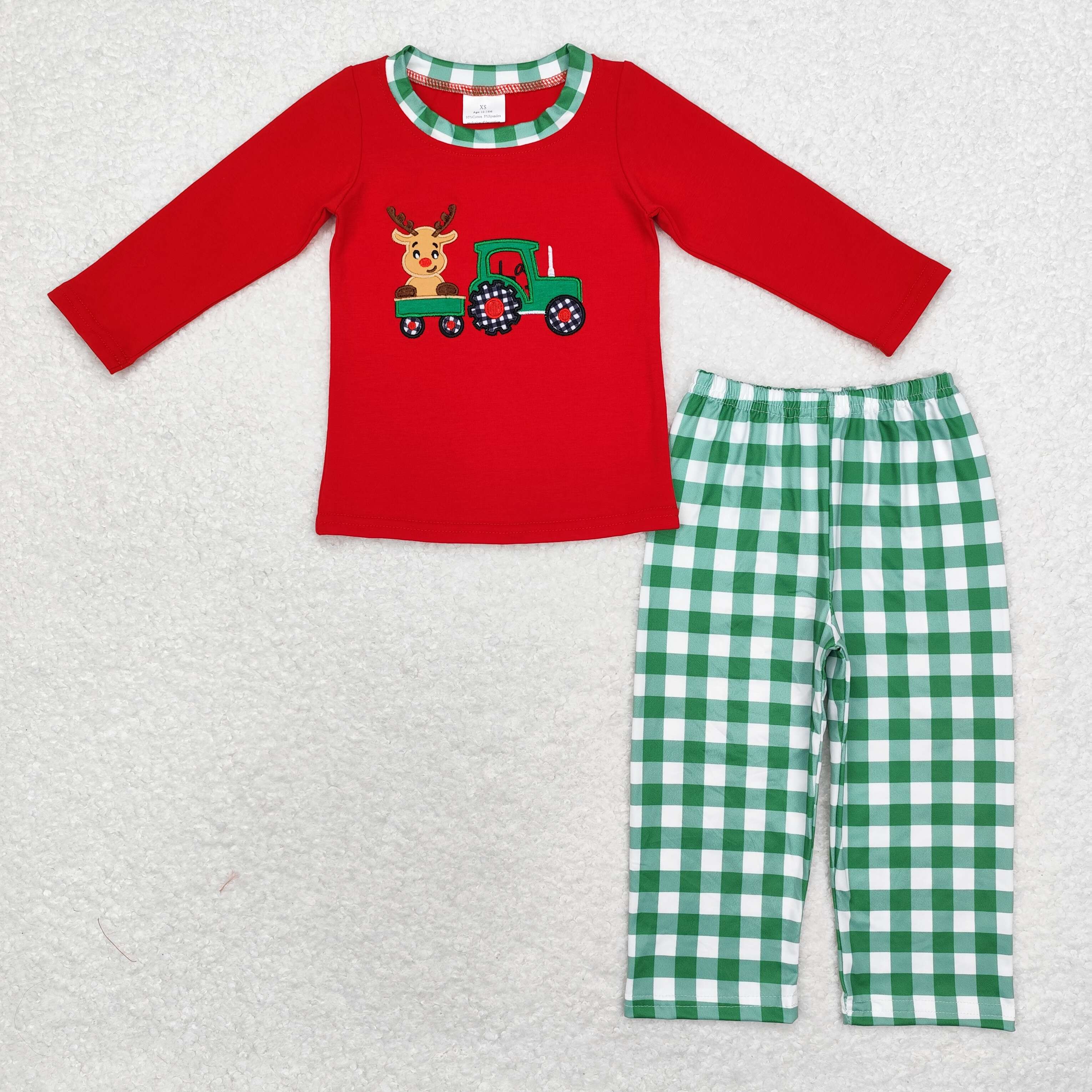 BLP0611 RTS  toddler boy clothes elk truck boy christmas winter set embroidery 