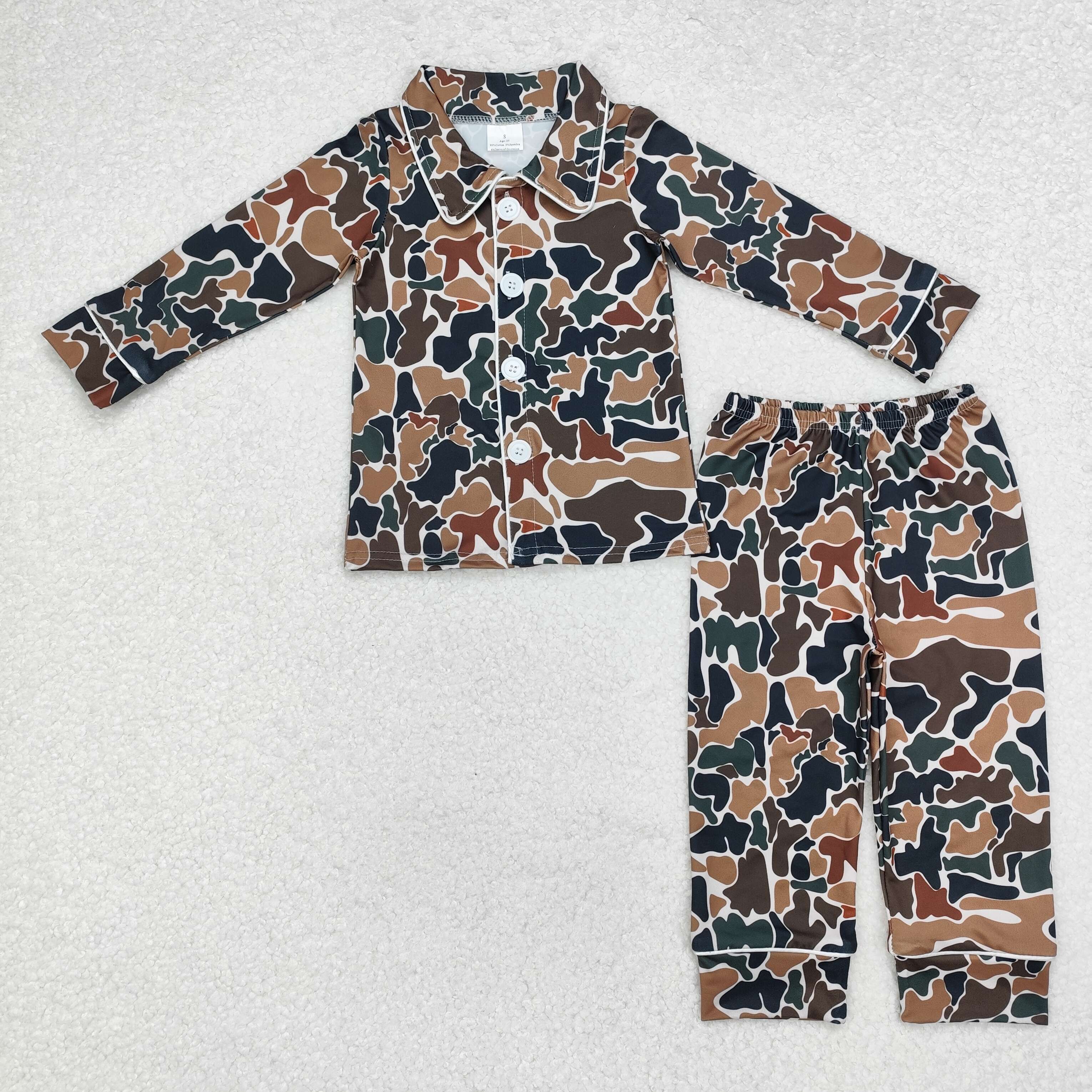 BLP0704 RTS toddler boy clothes camo boy winter pajamas set