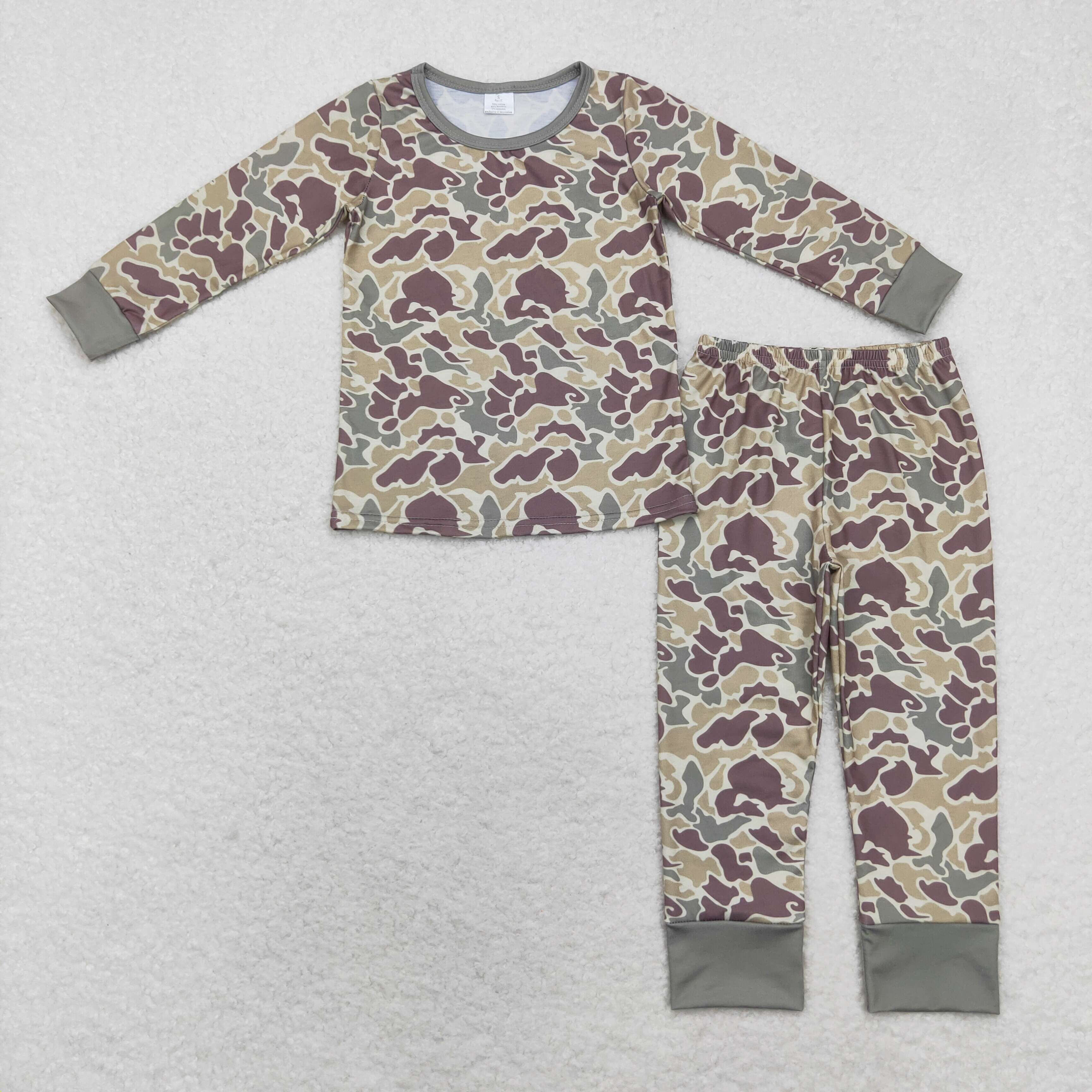 BLP0706 RTS  toddler boy clothes camouflage boy winter pajamas set-BAMBOO