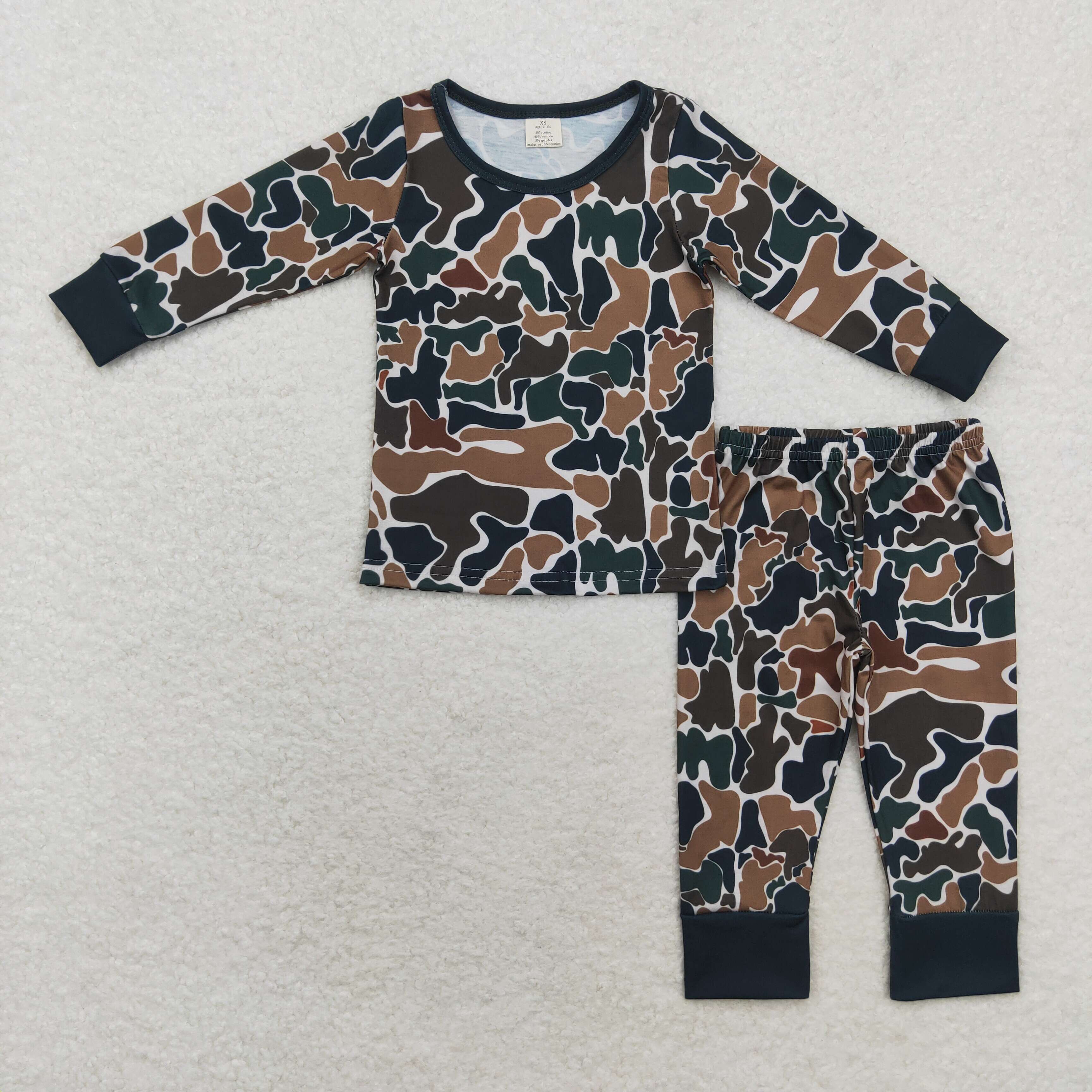 BLP0708 RTS toddler boy clothes camouflage boy winter pajamas set-BAMBOO