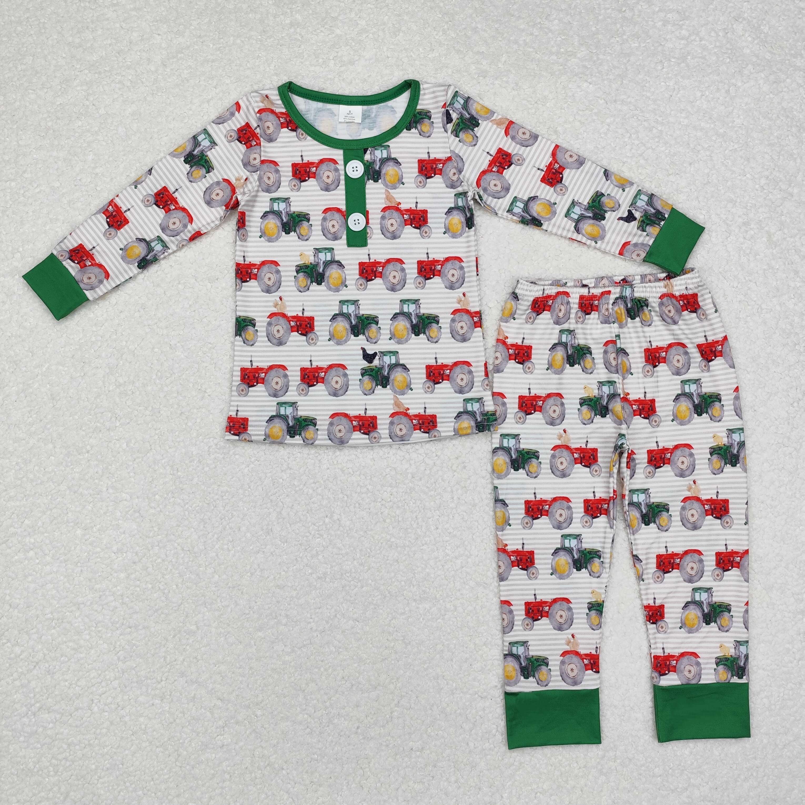 BLP0725 RTS  toddler boy clothes truck boy winter pajamas set