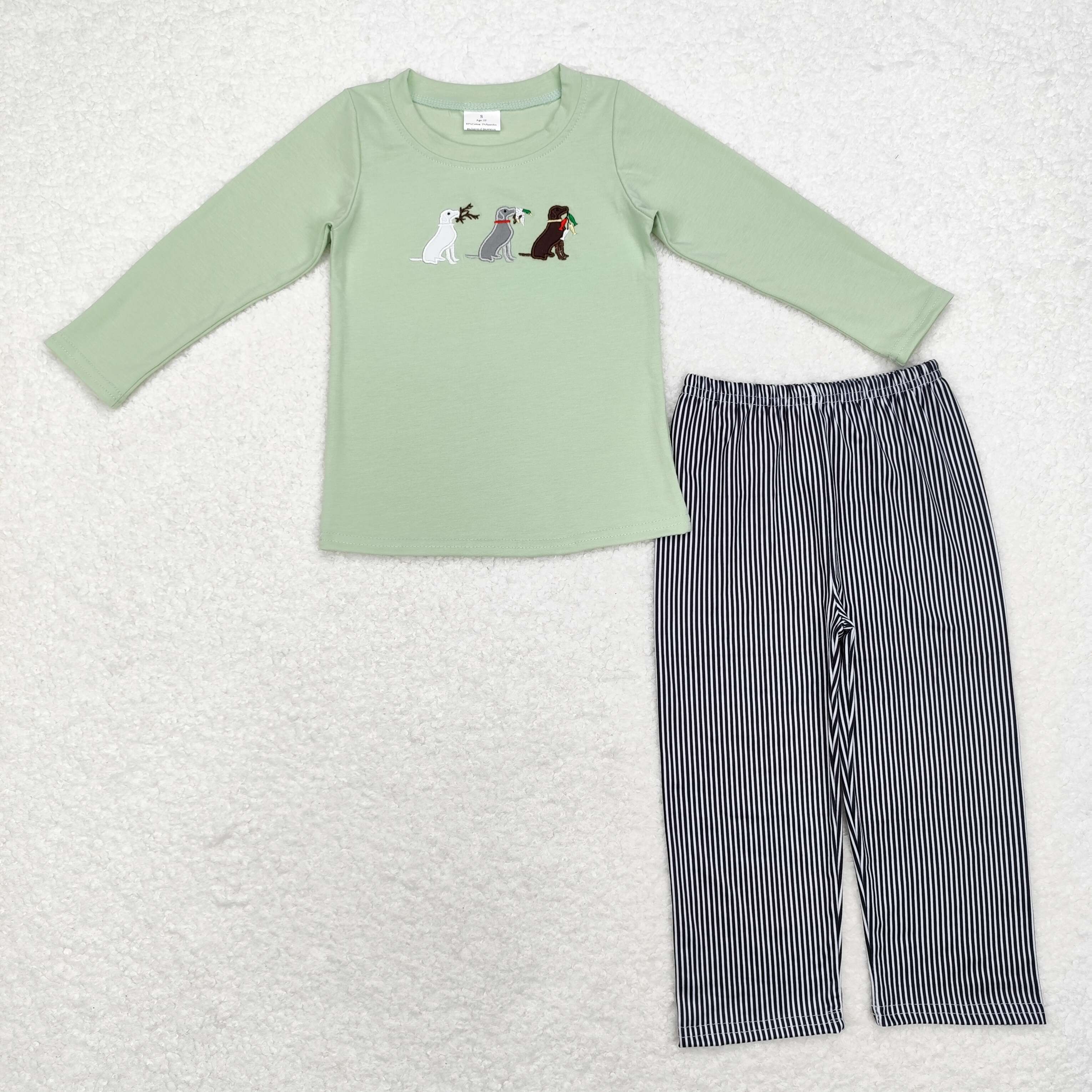 BLP0741 RTS  toddler boy clothes mallard boy winter pajamas set embroidery