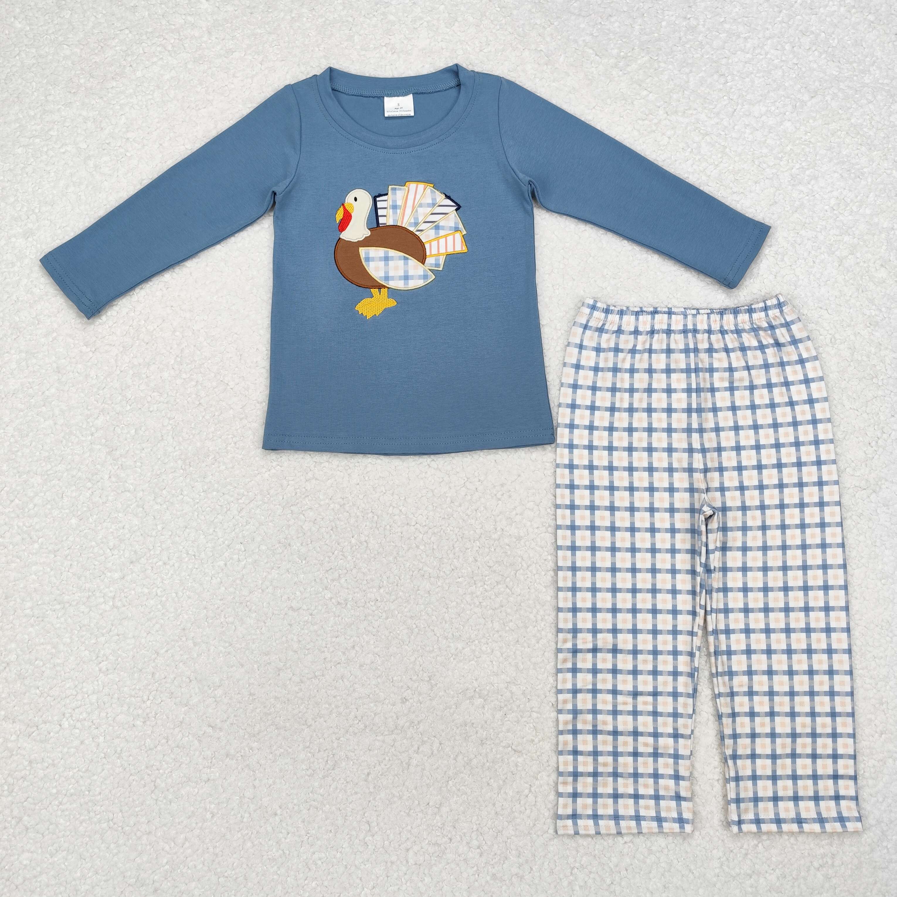 BLP0742 RTS  toddler boy clothes turkey boy thanksgiving set embroidery