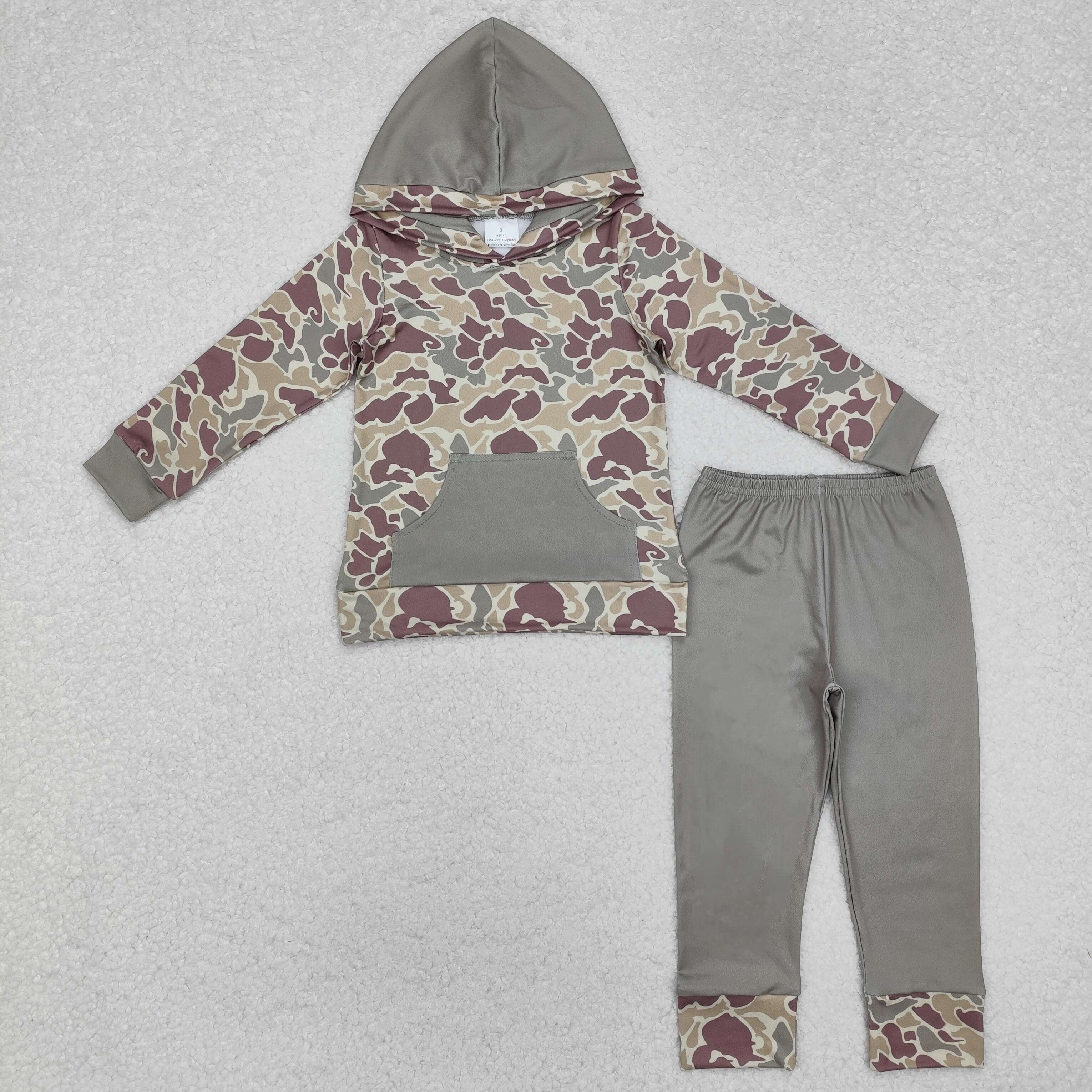 BLP0960 RTS  toddler boy clothes camouflage boy winter hoodie set