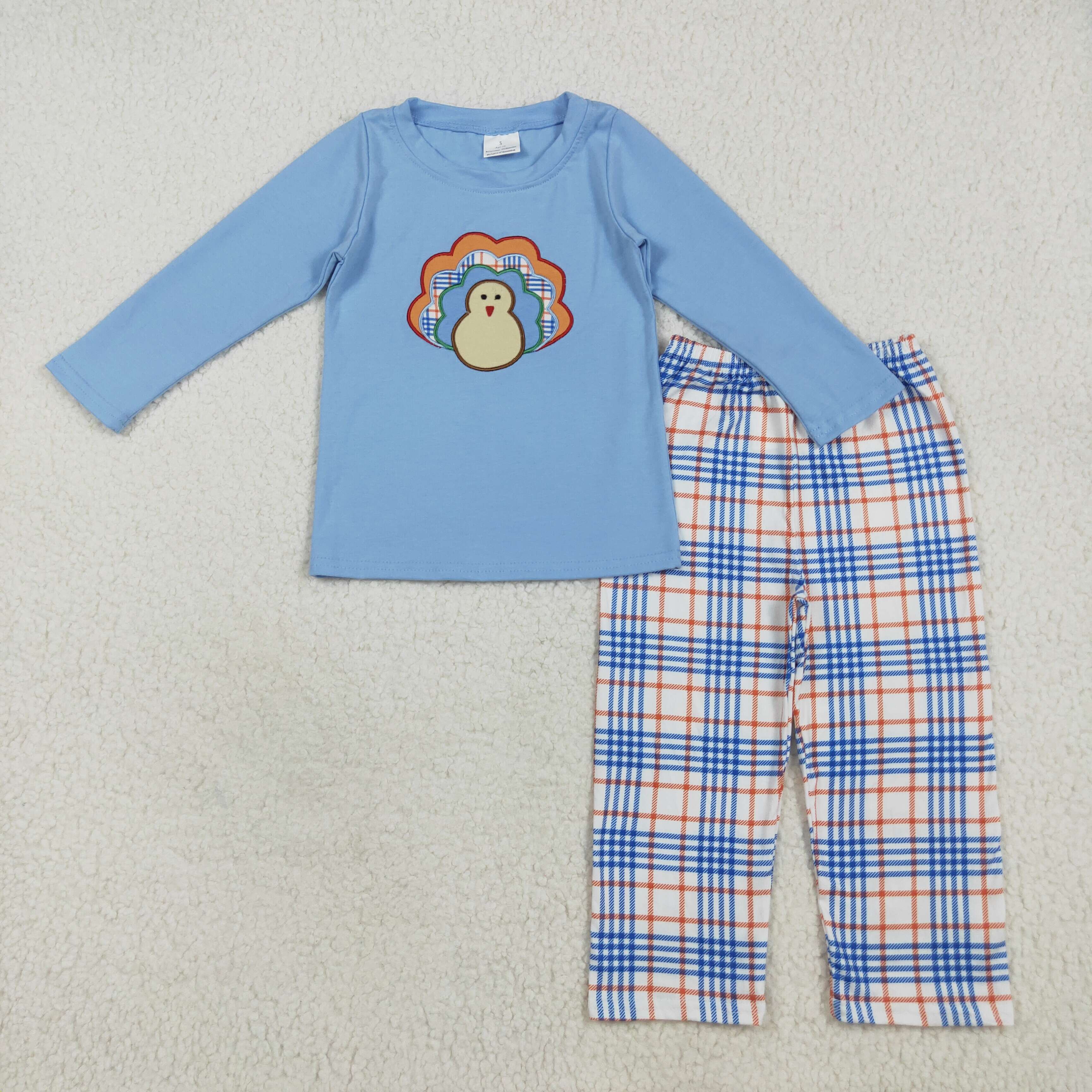 BLP1079 RTS boy clothes turkey boy thanksgiving winter embroidery set  