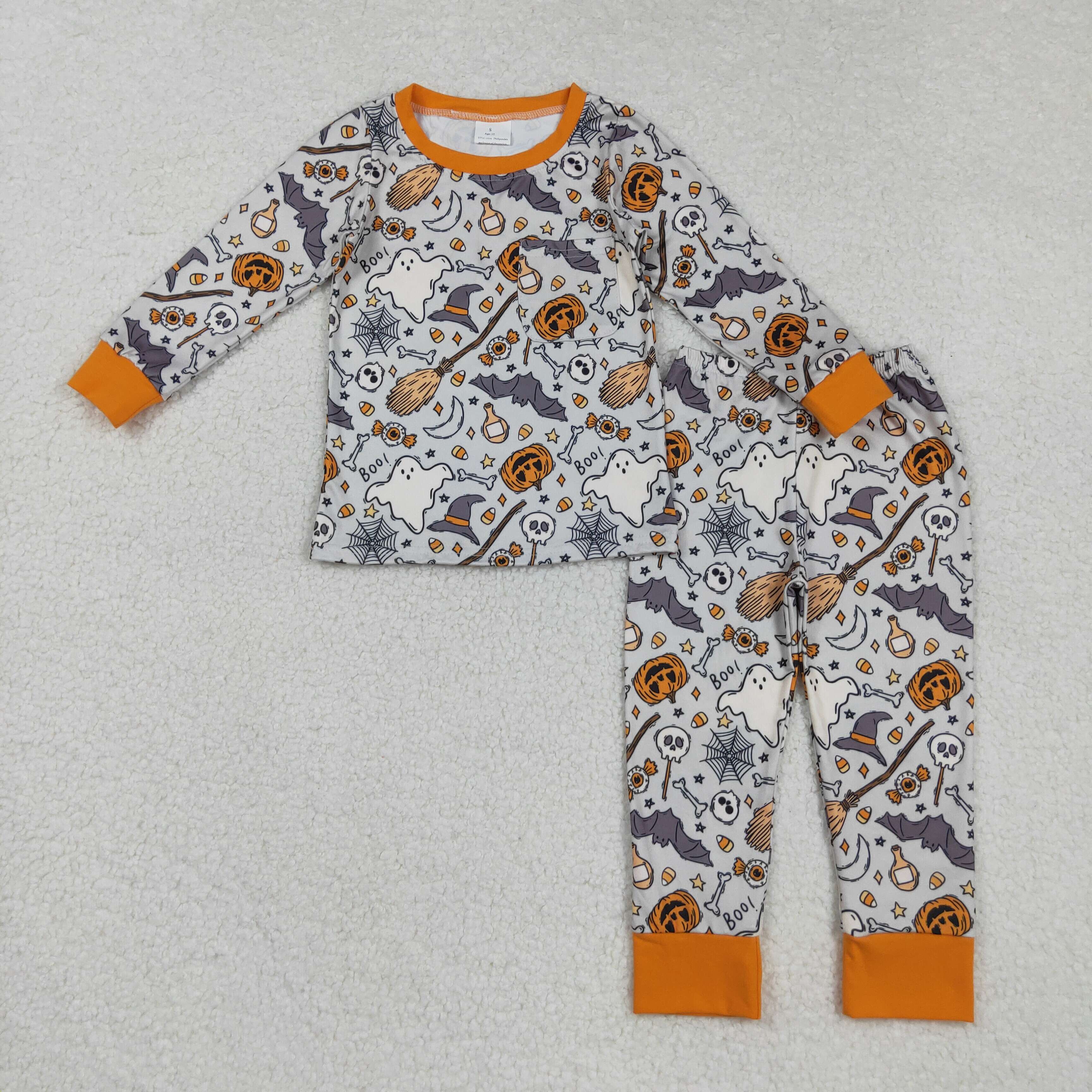 BLP1147 RTS toddler boy clothes ghost boy  winter halloween pajamas set