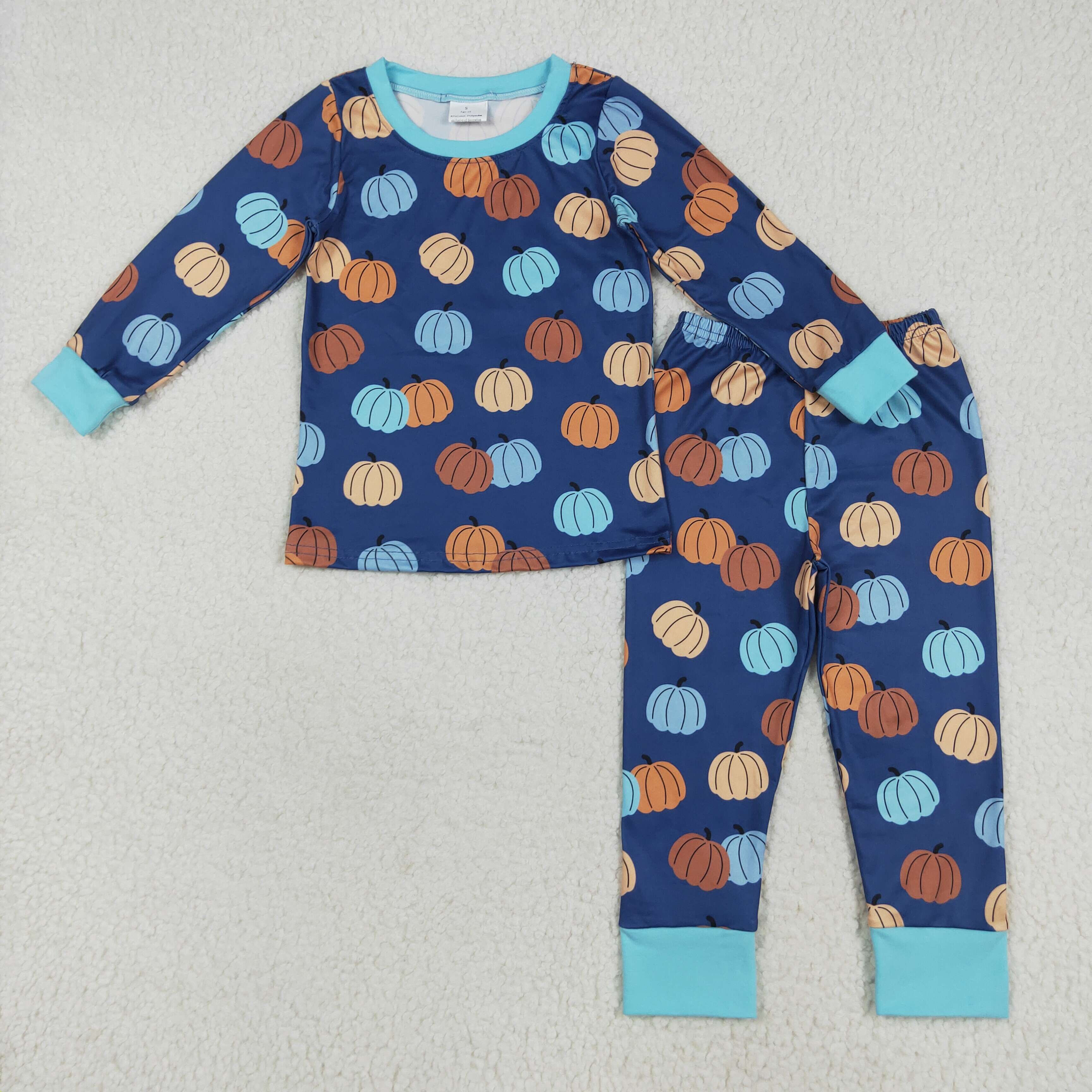 BLP1153 RTS toddler boy clothes pumpkin boy halloween pajamas set