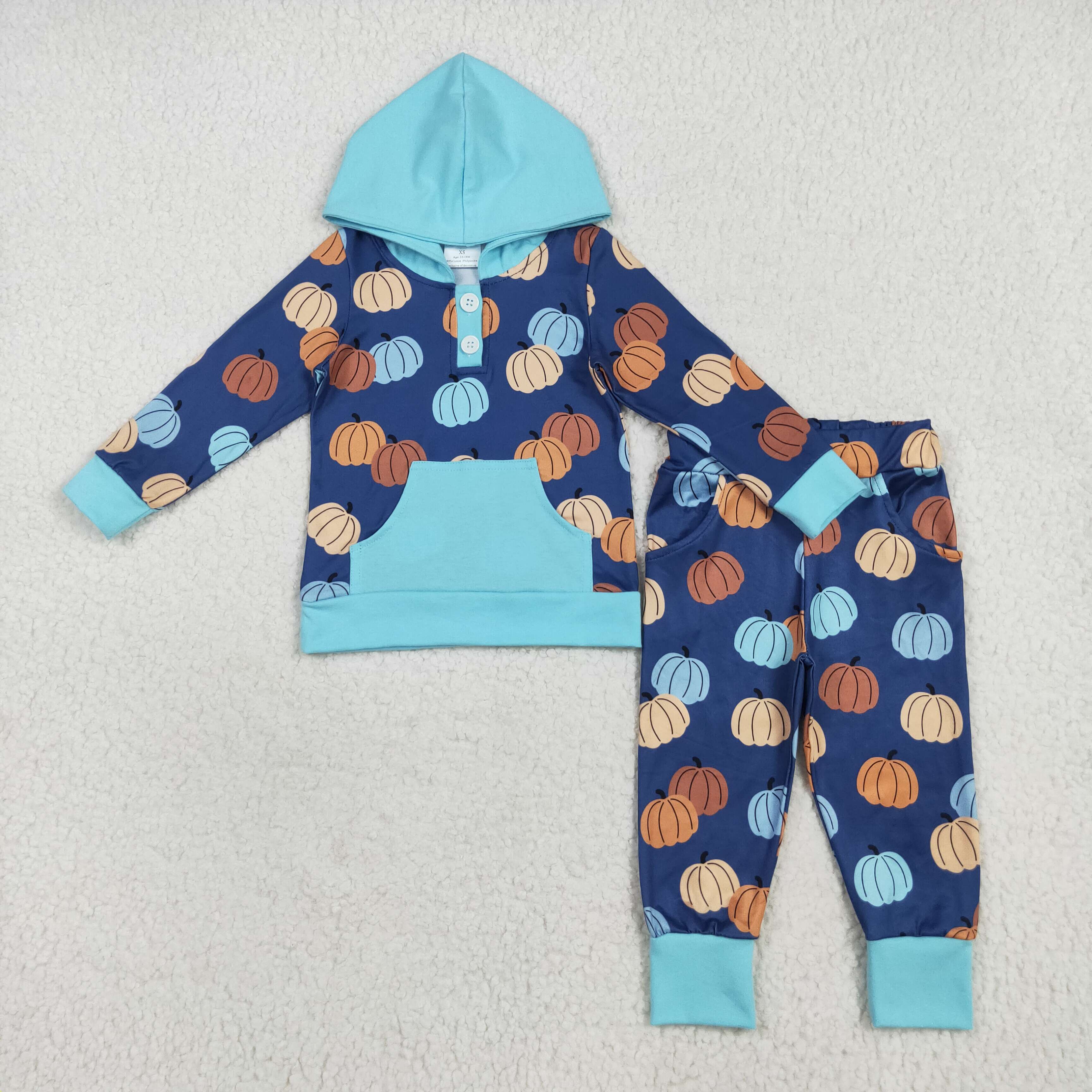 BLP1154 RTS toddler boy clothes pumpkin  boy  winter hoodies set