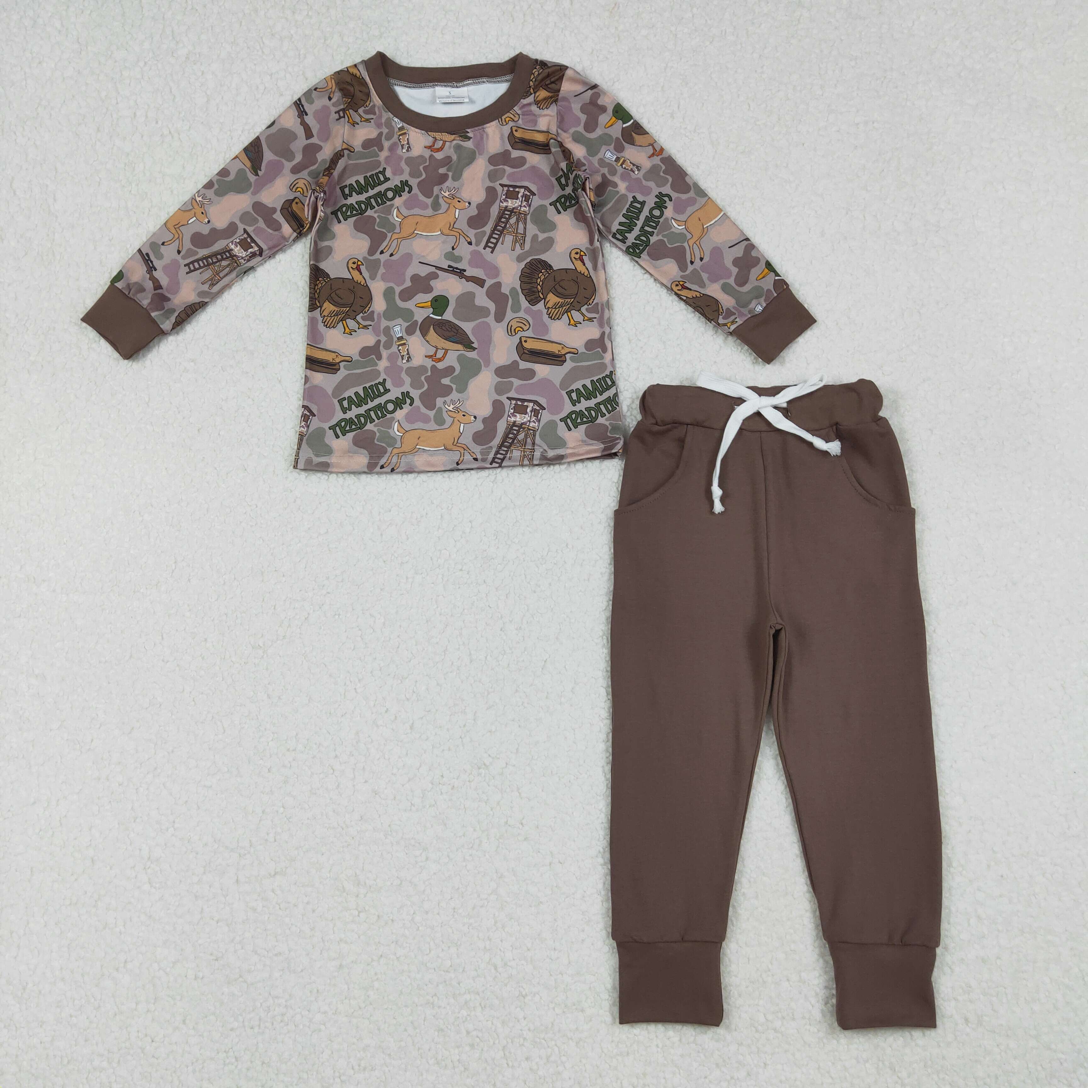 BLP1178 RTS boy clothes mallards turkey hunting boy winter pants set