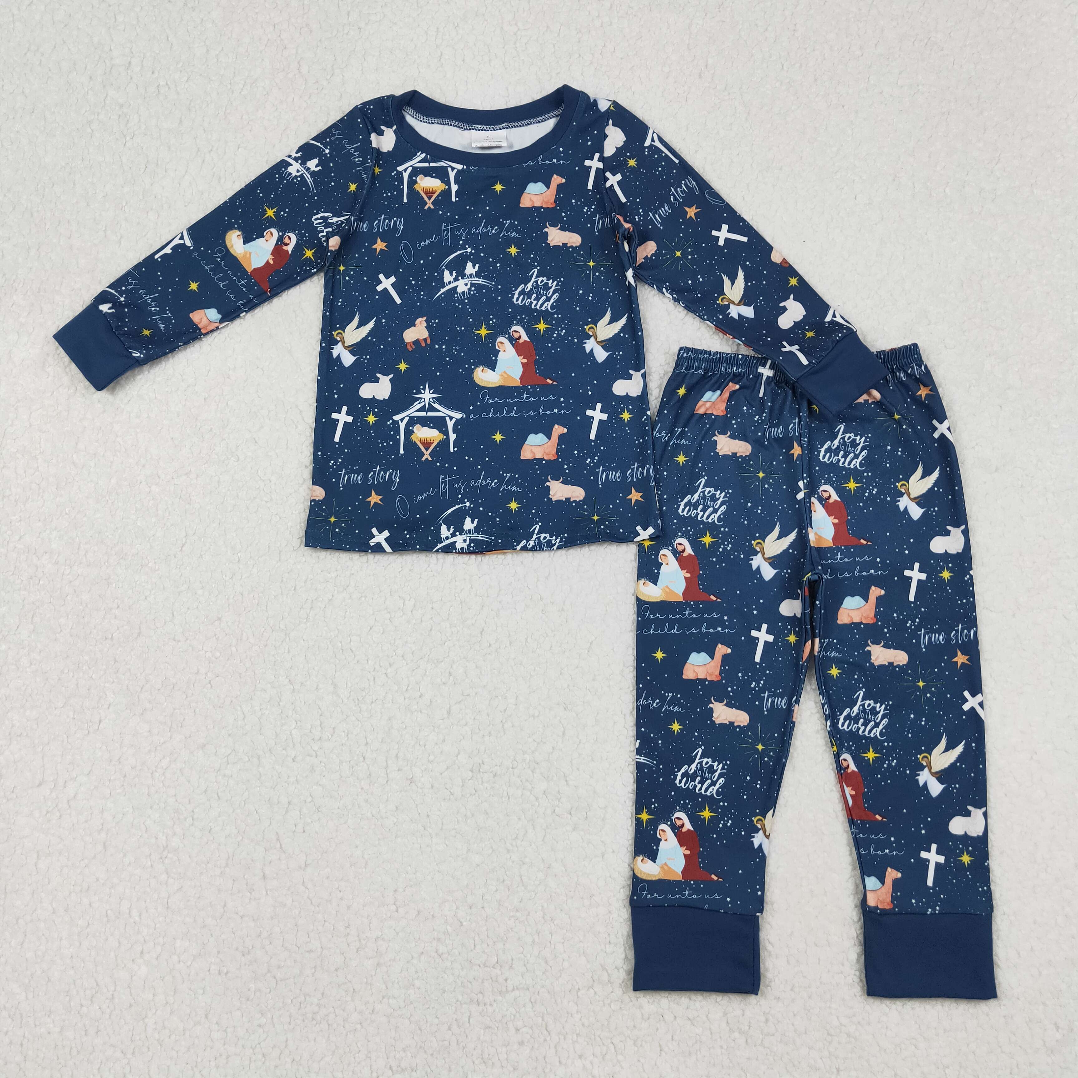 BLP1198 RTS  toddler boy clothes cartoon boy christmas pajamas winter set
