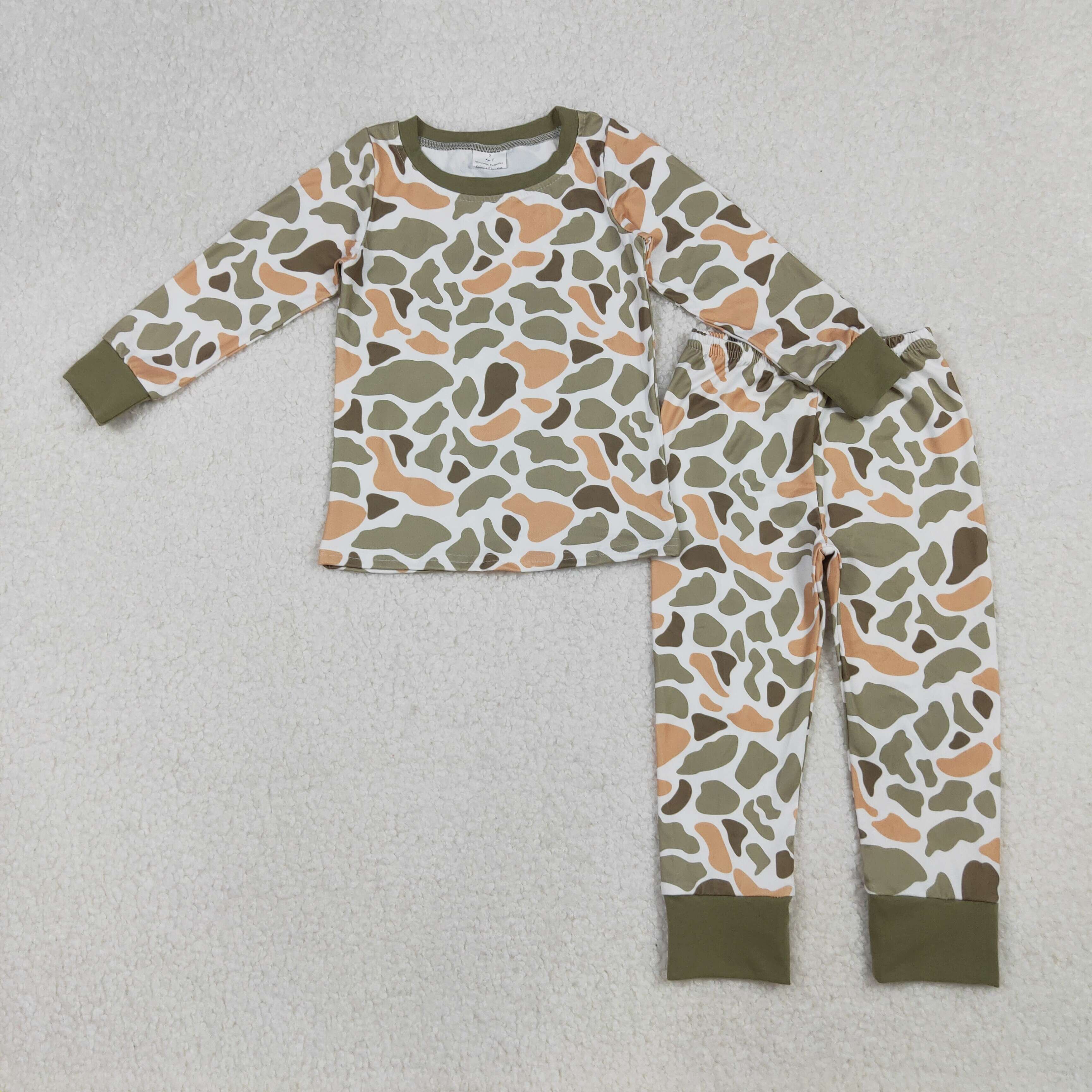 BLP1228 RTS boy clothes  camo print boy pajamas winter set