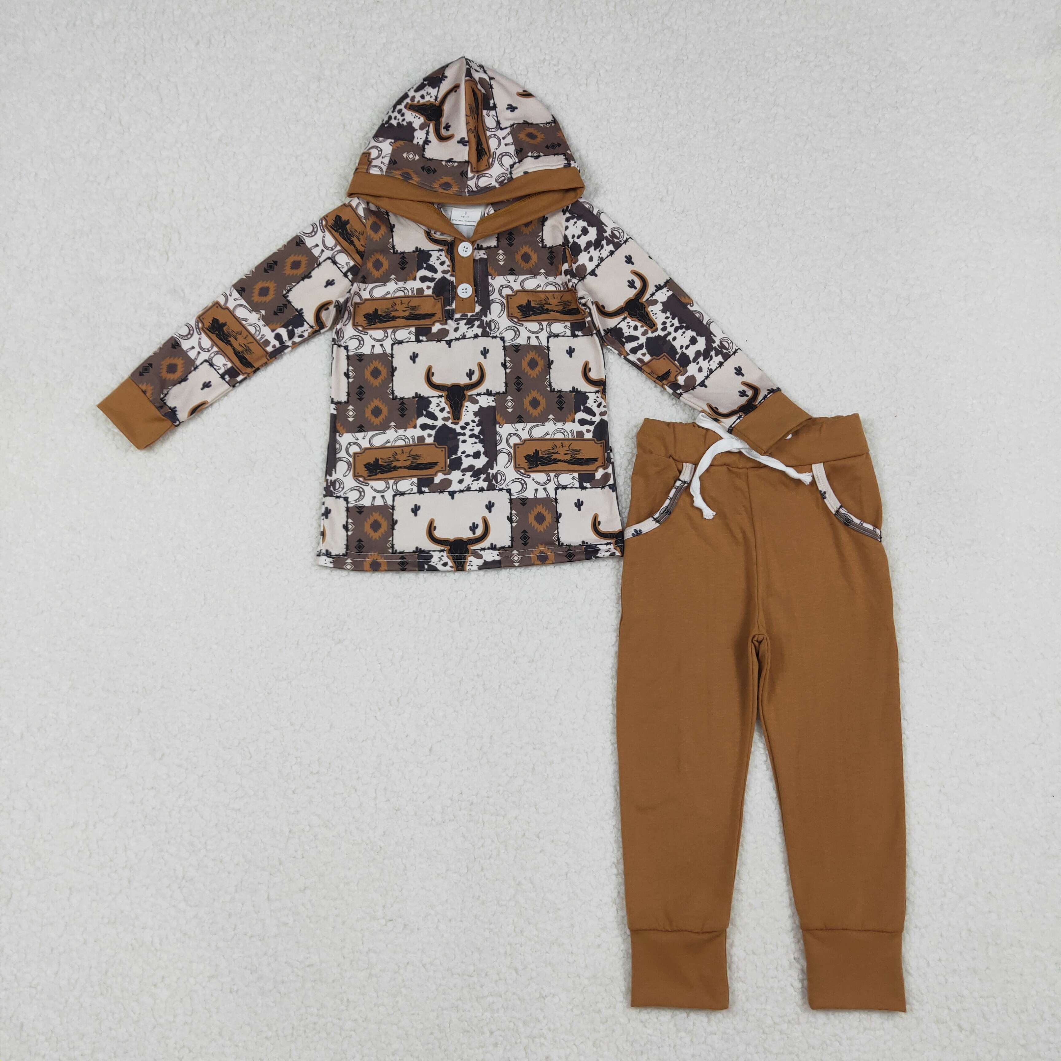 BLP1238 RTS toddler boy clothes aztec  boy  western winter set western clothes
