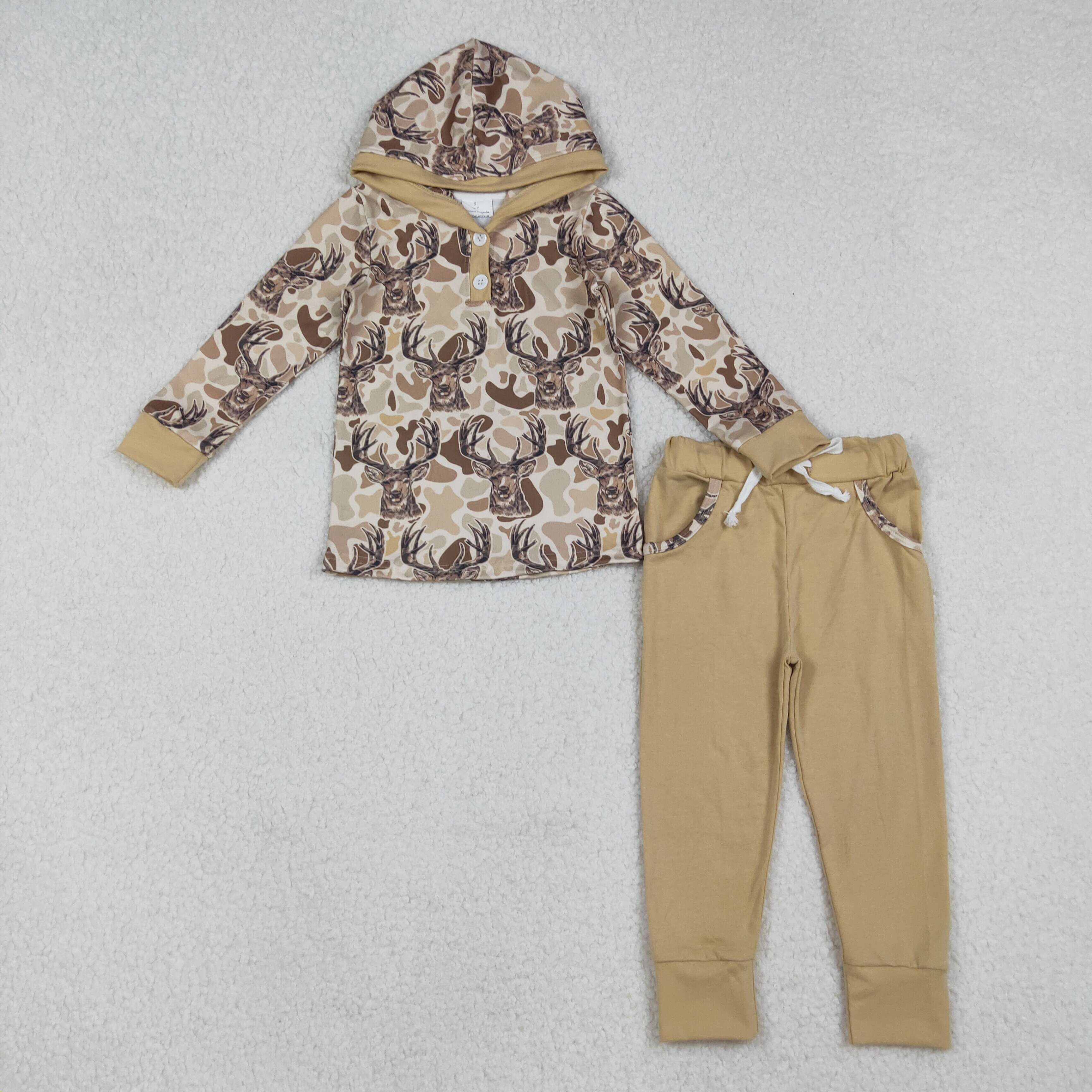 BLP1239 RTS toddler boy clothes hunting  boy  western winter set hoodies set