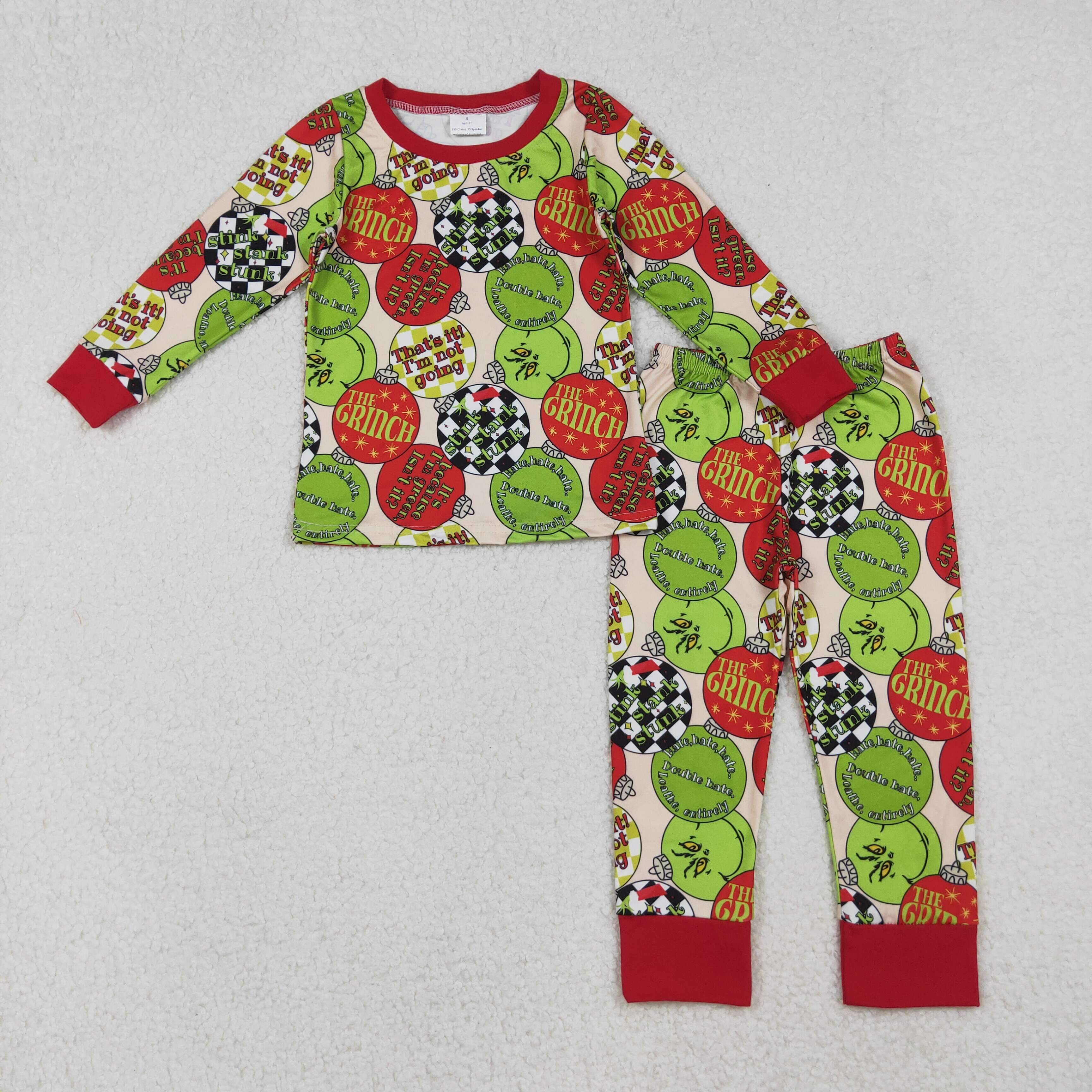 BLP1282 RTS boy clothes cartoon boy winter christmas pajamas set
