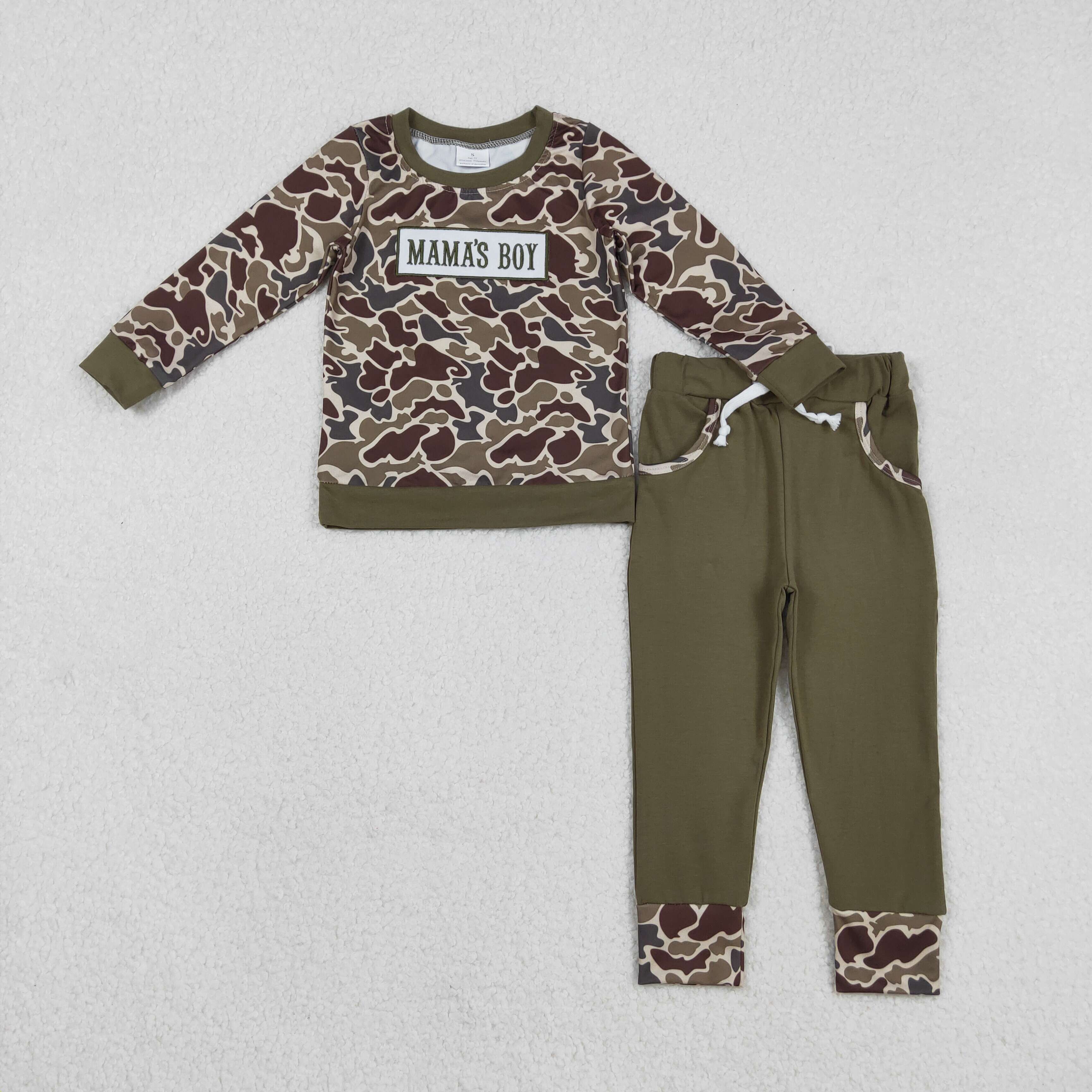 BLP1330 RTS toddler boy clothes mama’s boy winter embroidery outfit