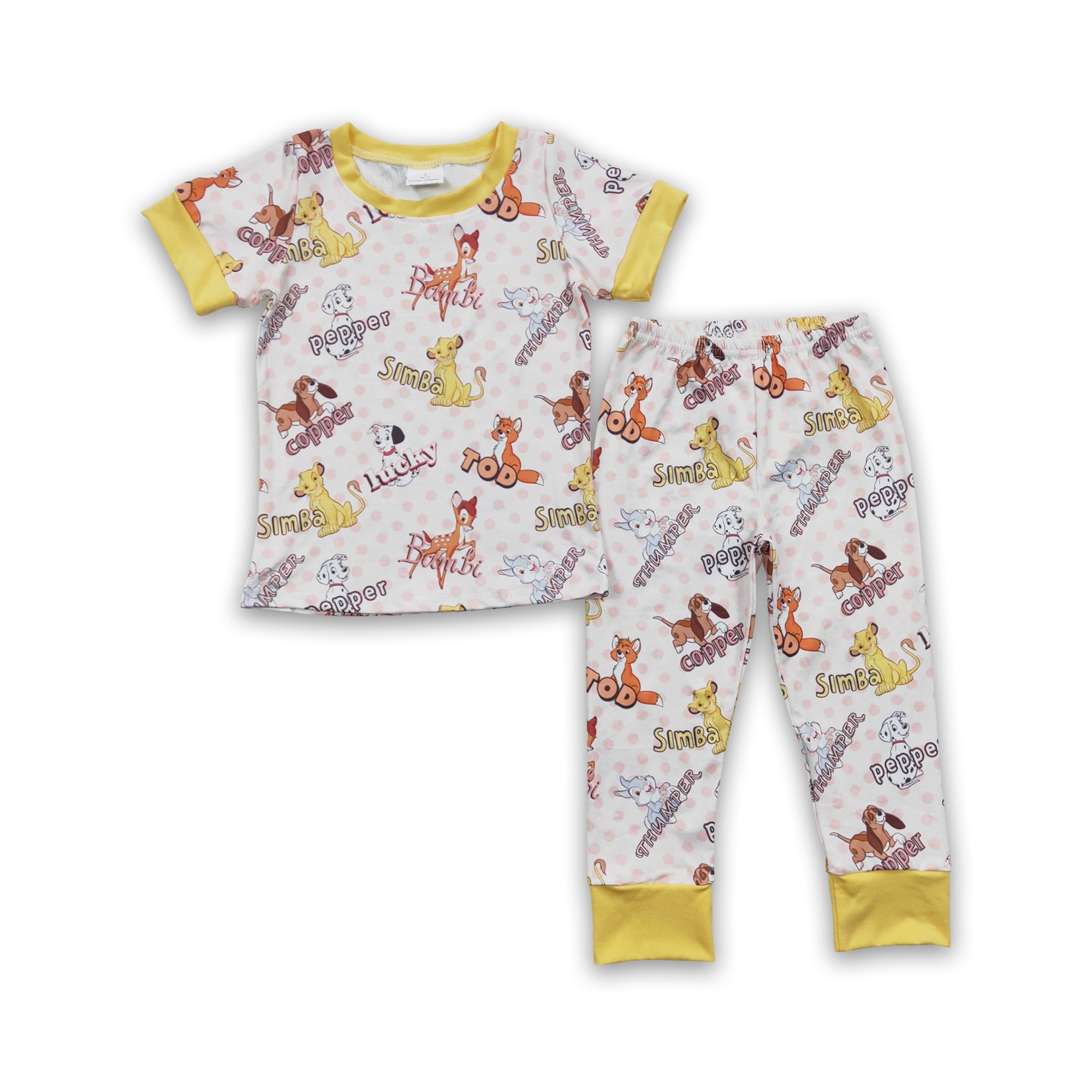BSPO0078 kids clothes boys yellow animal pajamas set fall spring outfits-promotion 2024.12.21 $5.5