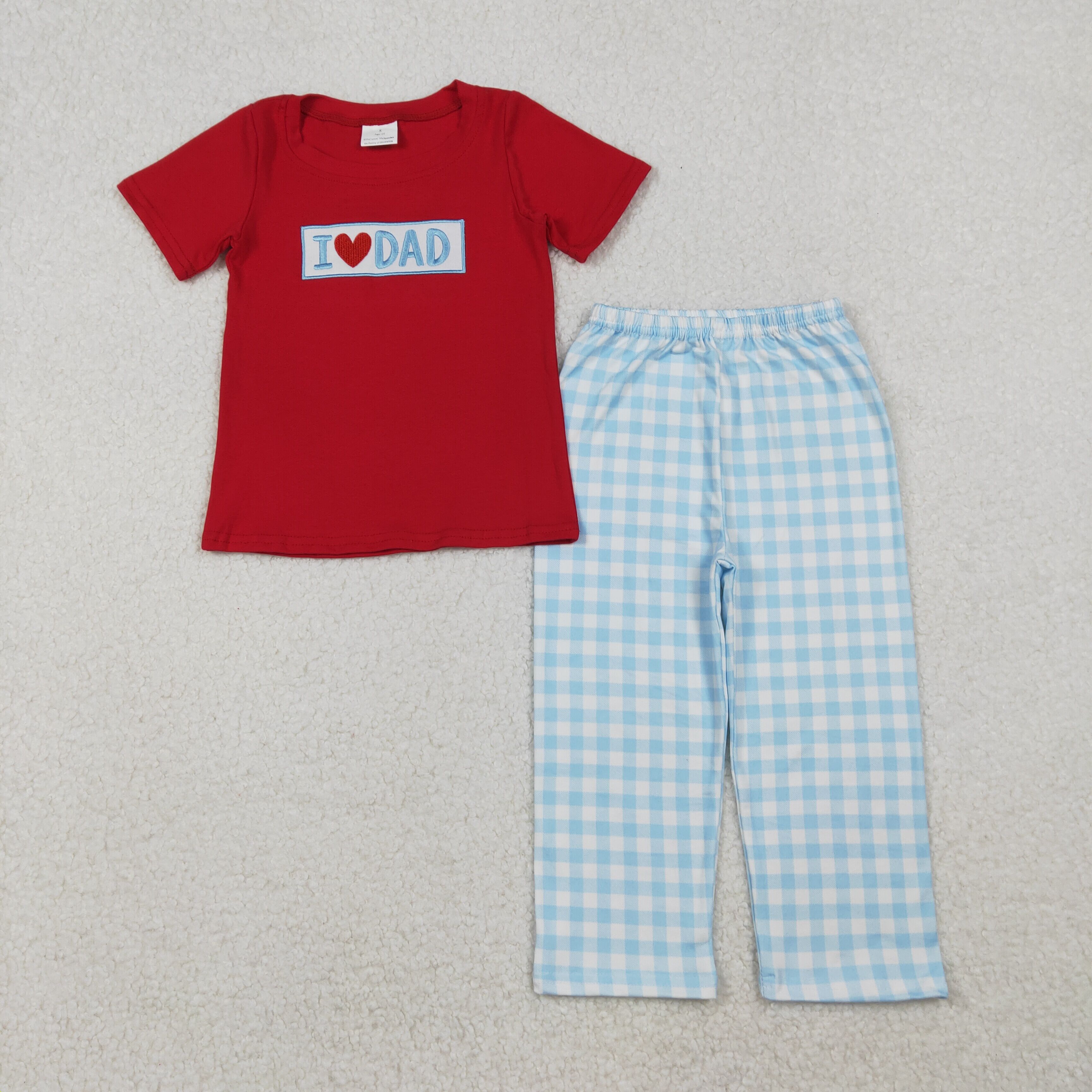 BSPO0589 RTS kids boy clothes  I love dad embroidery boy pants set