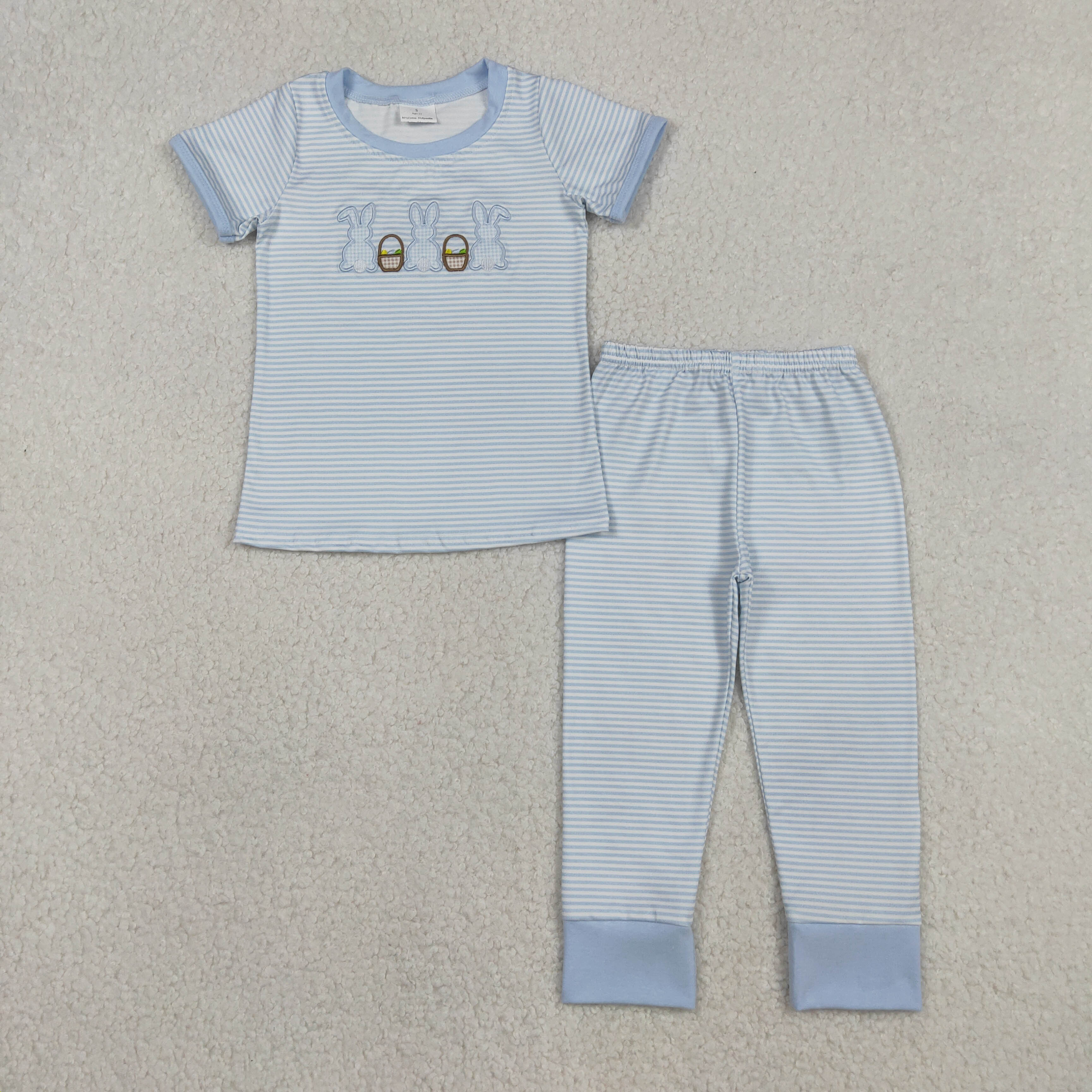 BSPO0610 RTS toddler boy clothes bunny boy easter embroidery pajamas set