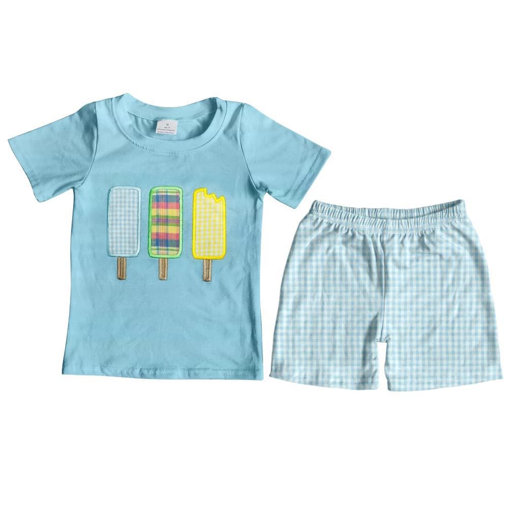 BSSO0129 baby boy clothes  summer outfits embroidery shorts set embroidered-promotion 2025.6.14 $5.5