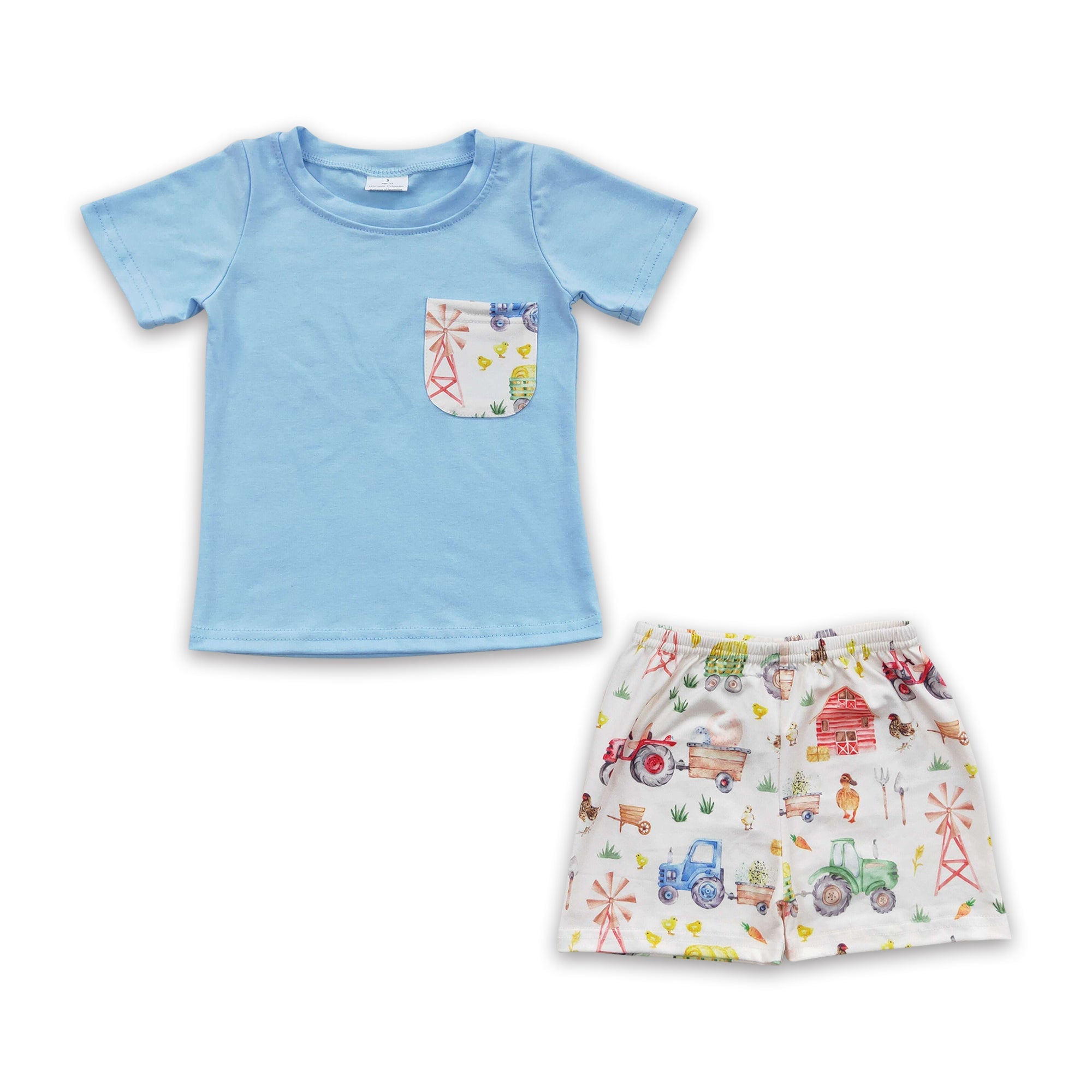 BSSO0142 baby boy clothes pocket farm animal summer outfits-promotion $5.5 2026.3.7