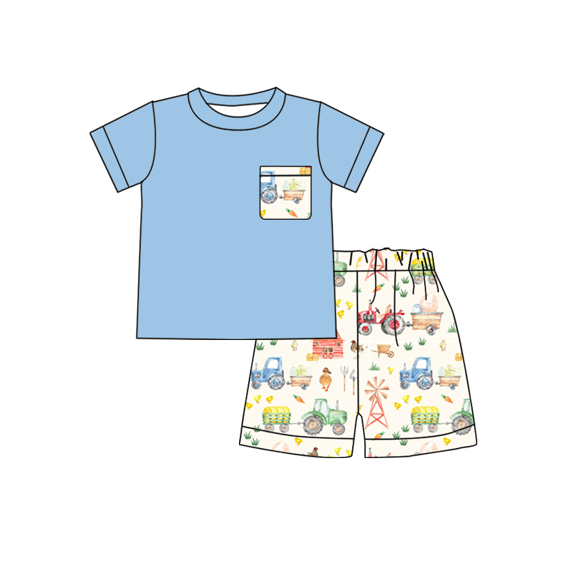 BSSO0142 baby boy clothes pocket farm animal summer outfits-promotion $5.5 2026.3.7