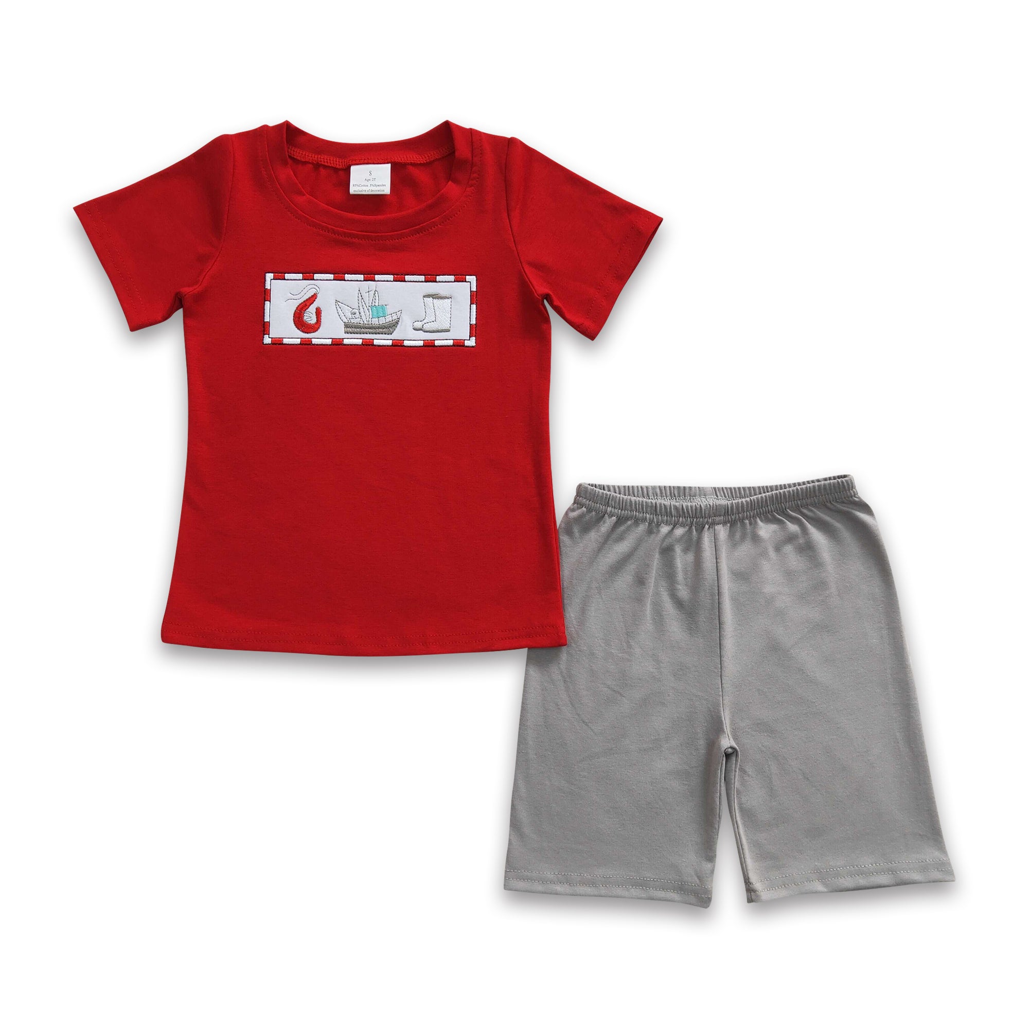 BSSO0144 baby boy clothes pocket summer outfits emboridery shorts set-promotion $5.5 2026.3.7