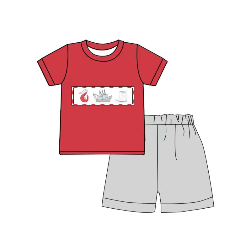 BSSO0144 baby boy clothes pocket summer outfits emboridery shorts set-promotion $5.5 2026.3.7