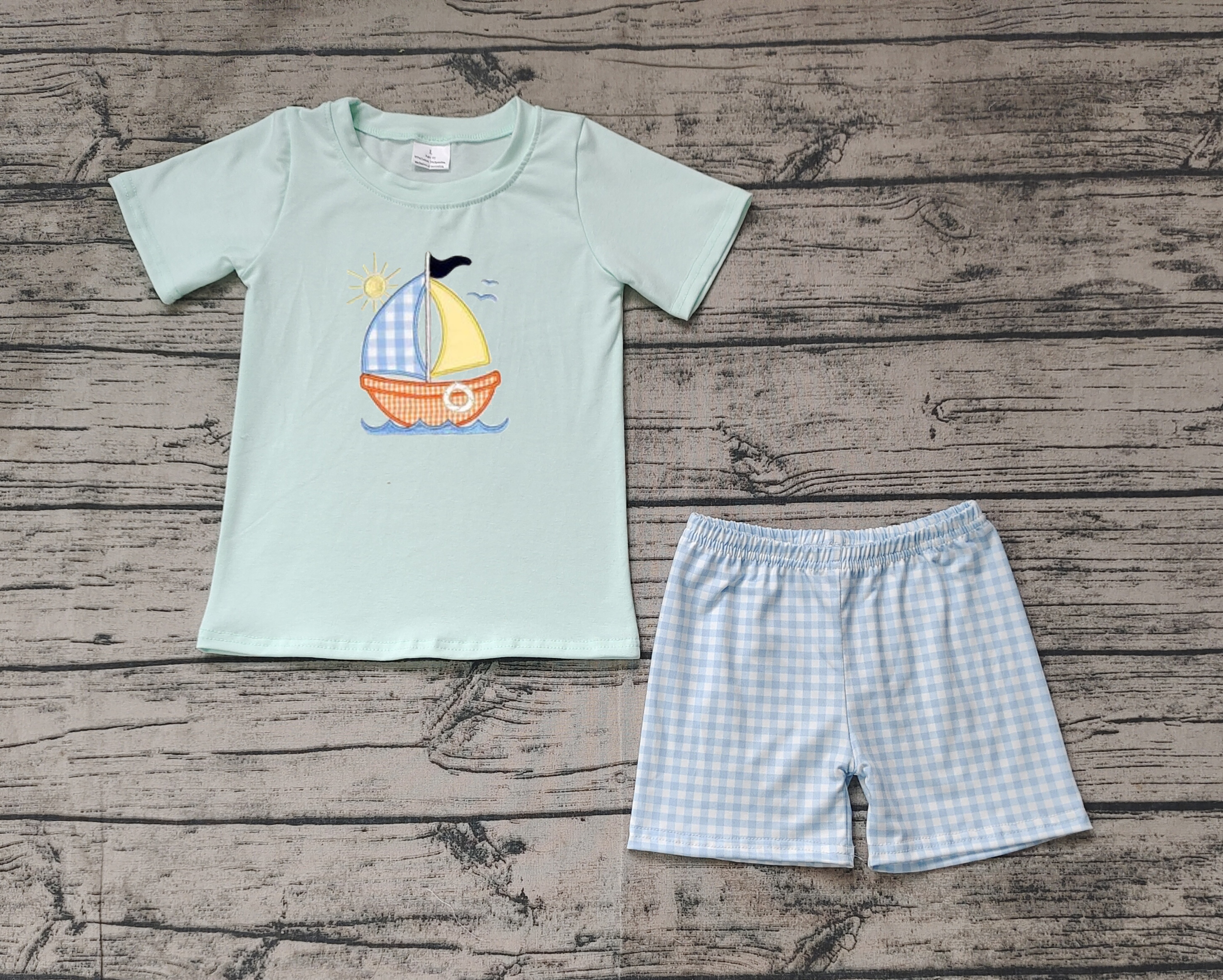 BSSO1048 pre-order baby  boy clothes sailboat toddler boy summer outfit-real pic 2024.11.12 