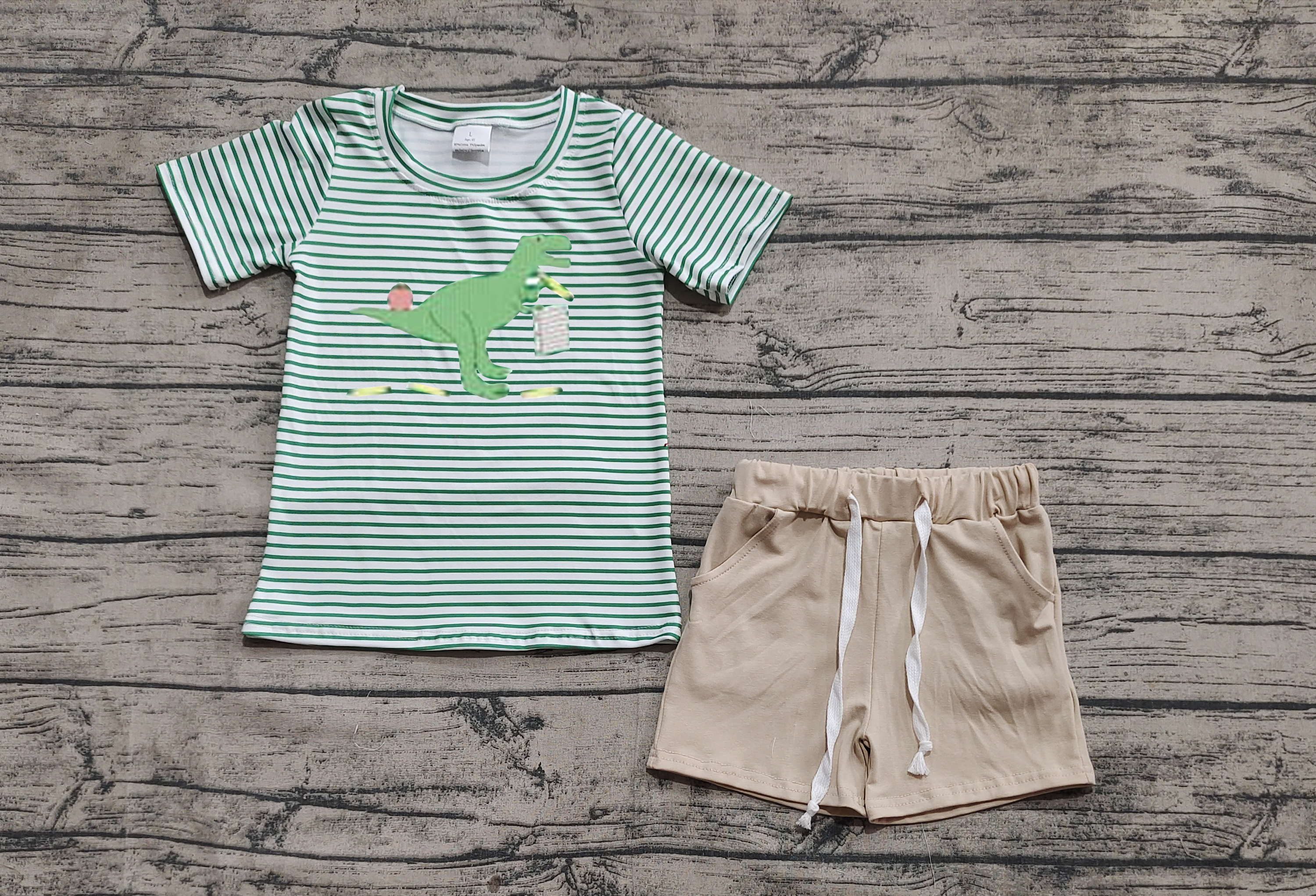BSSO1416 pre-order baby boy clothes dino back to school day toddler boy  summer outfit-real pic 2025.3.15 