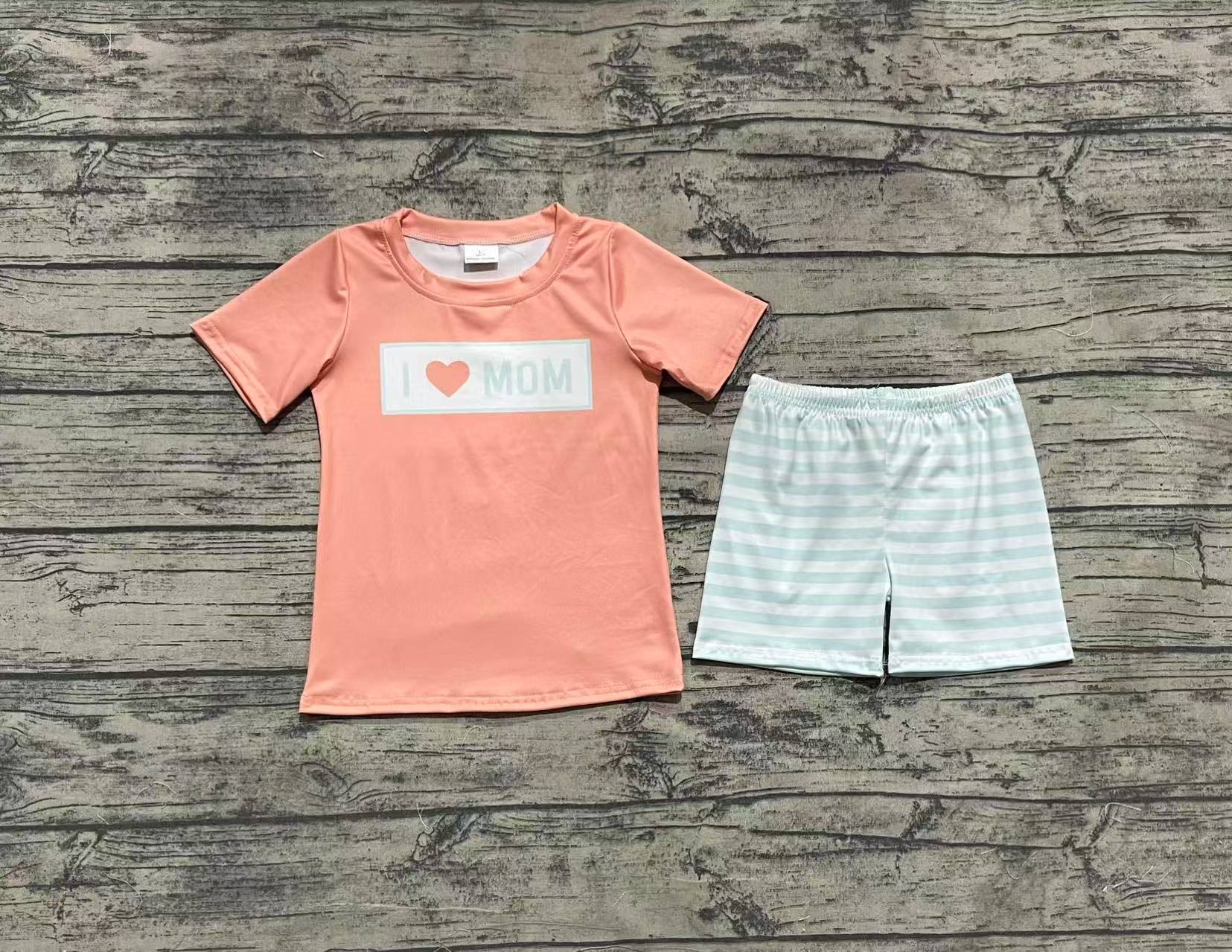 BSSO1435 pre-order baby boy clothes love mom toddler boy  summer outfit-real pic 2025.3.11 