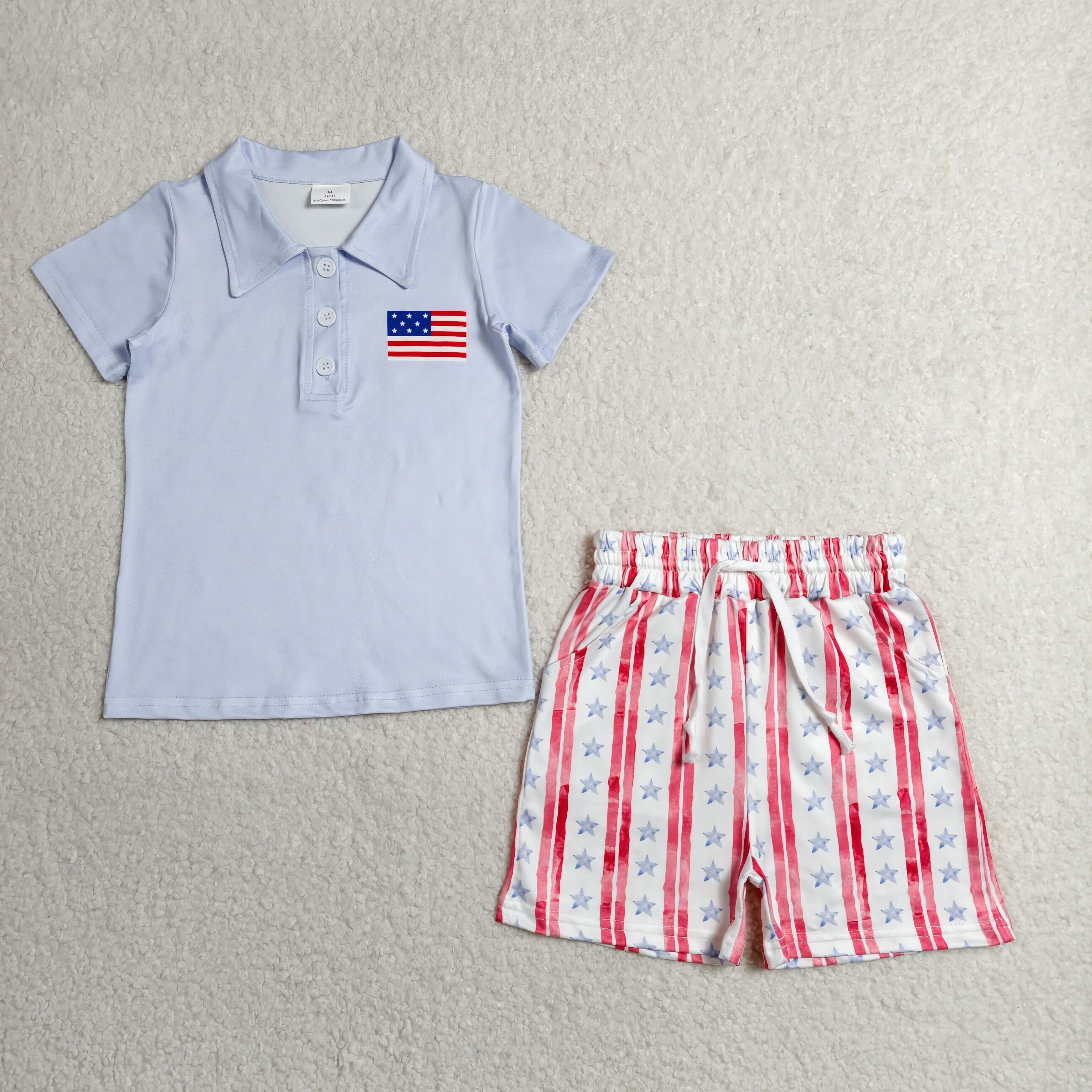 BSSO1480 RTS baby girl clothes flag toddler girl 4th of July Patriotic summer outfit  