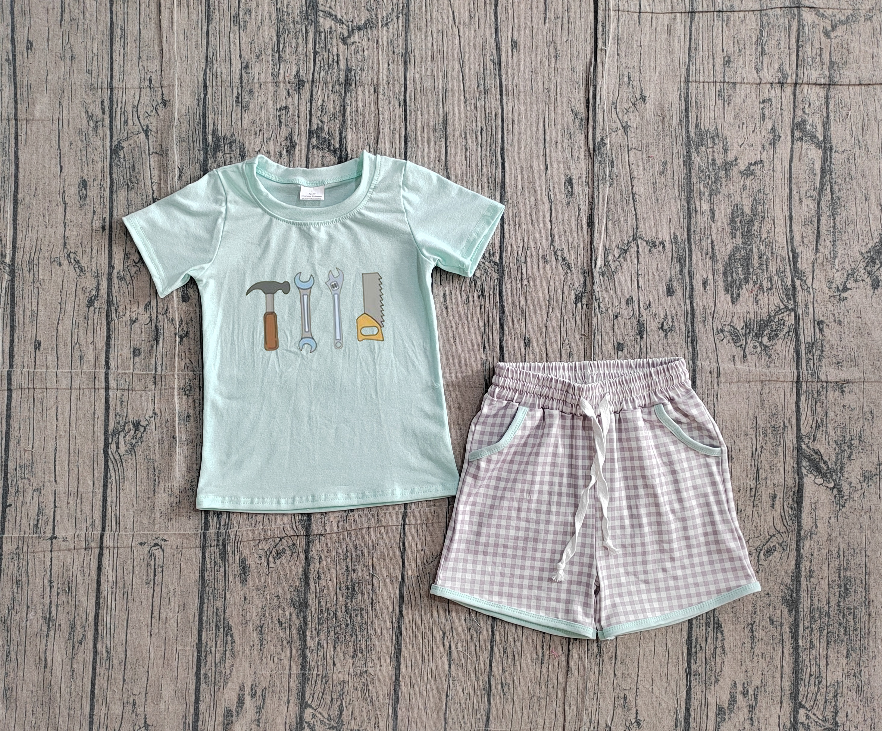 BSSO1666 pre-order baby boy clothes toolbox toddler boy summer embroidery outfit-real pic 2026.2.4 