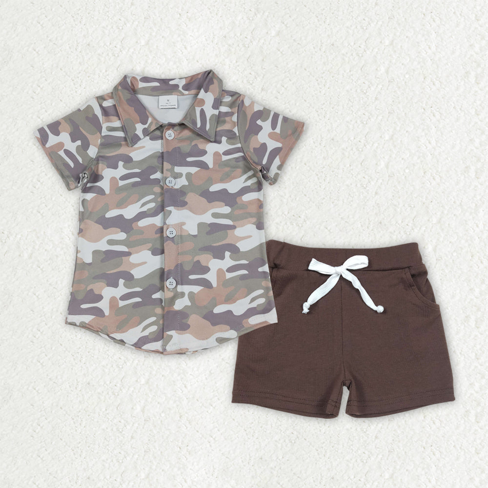 BSSO1804 baby  boy clothes camo print toddler boy  summer outfit 