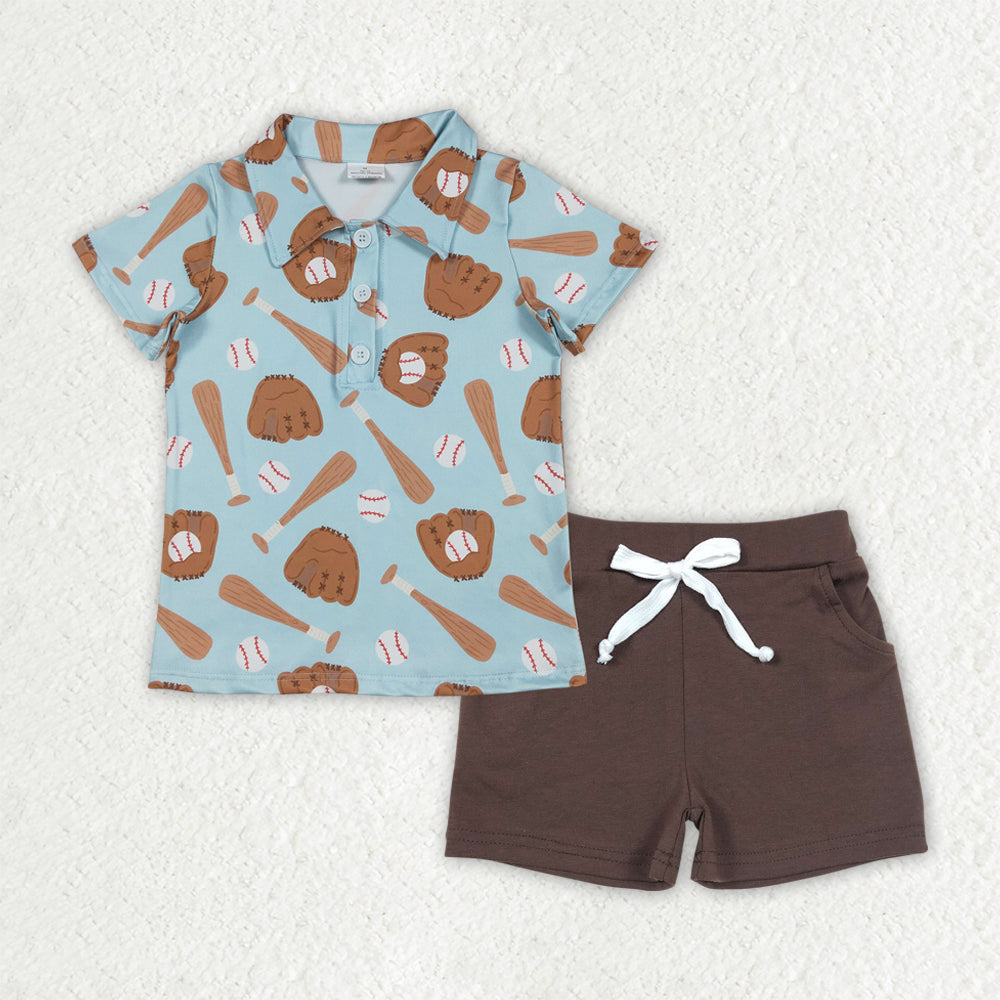 BSSO1805 baby  boy clothes baseball print toddler boy  summer outfit 