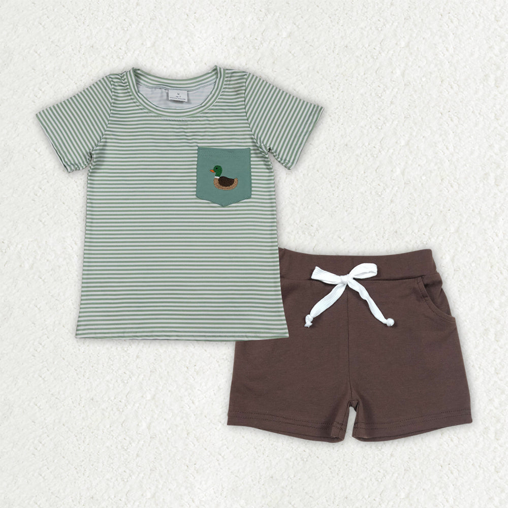 BSSO1807 baby  boy clothes mallard print toddler boy  summer outfit 