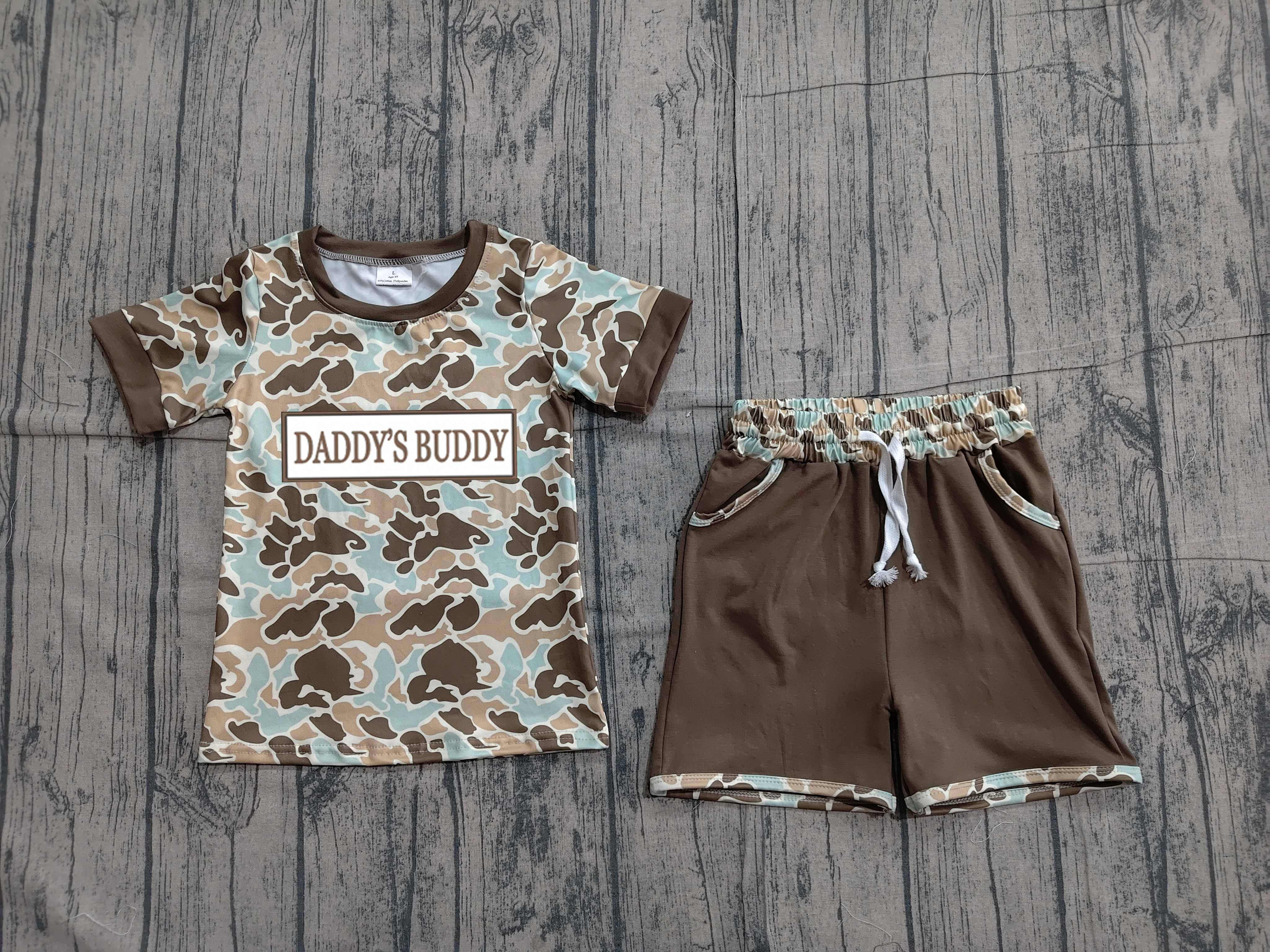 BSSO1839 pre-order kids clothes boy summer outfit daddy's buddy camo clothing embroidery set-real pic 2026.3.26 