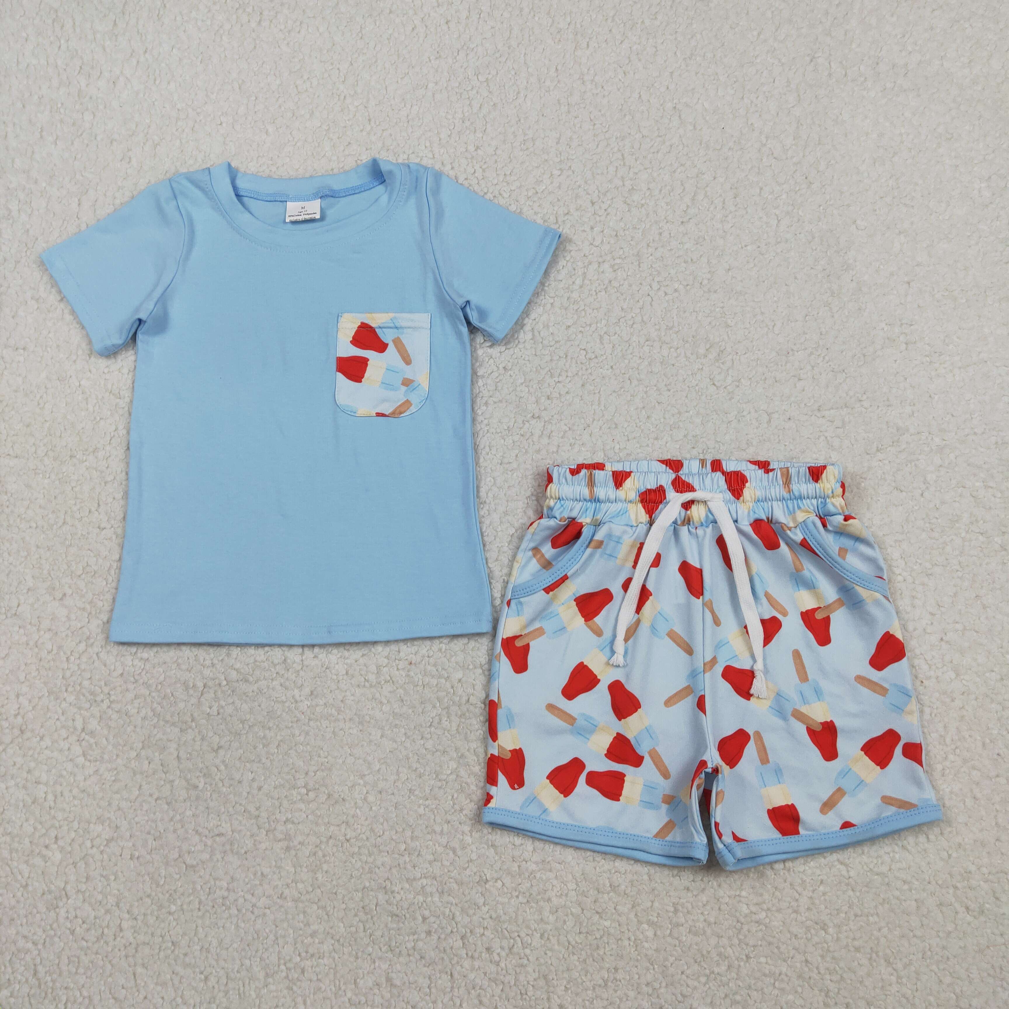 BSSO1844 RTS kids clothes popsicle boy 4th of July summer outfit  clothing set summer shorts set