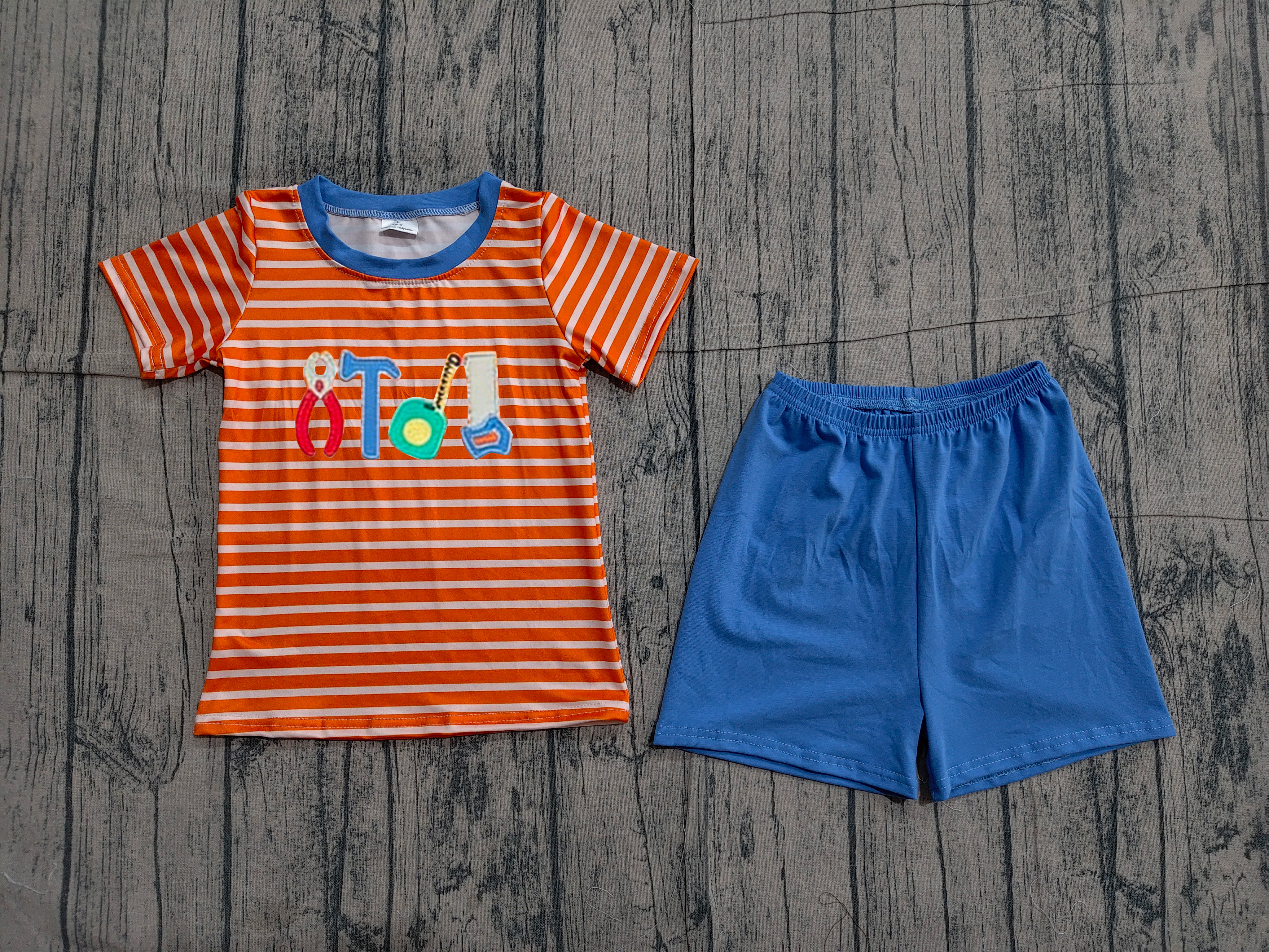 BSSO1851 pre-order kids clothes toolbox print boy summer outfit  clothing embroidery set-real pic 2026.3.26 