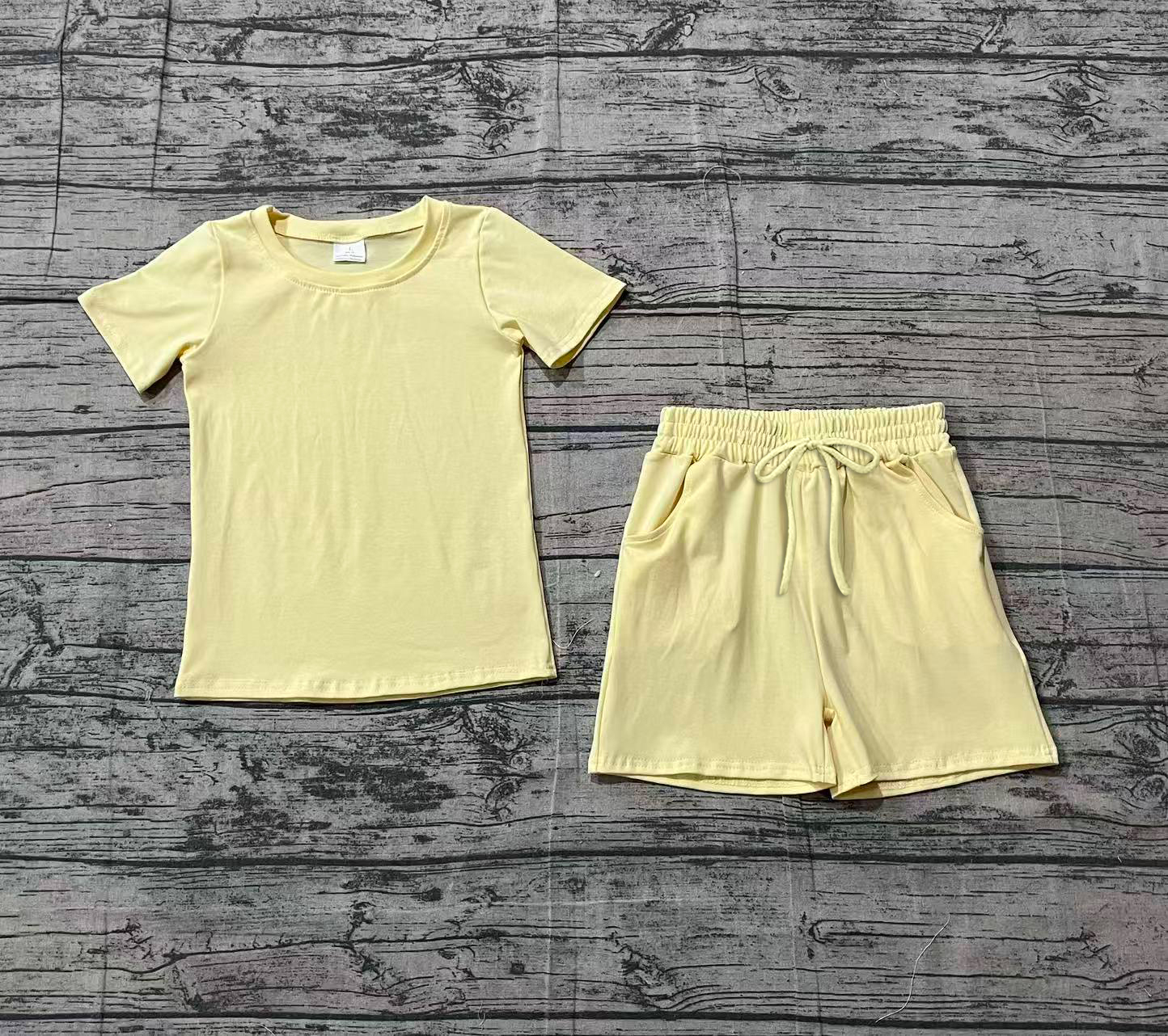  BSSO1888 pre-order kids clothes yellow print boy summer outfit  clothing set-real pic 2026.1.25 