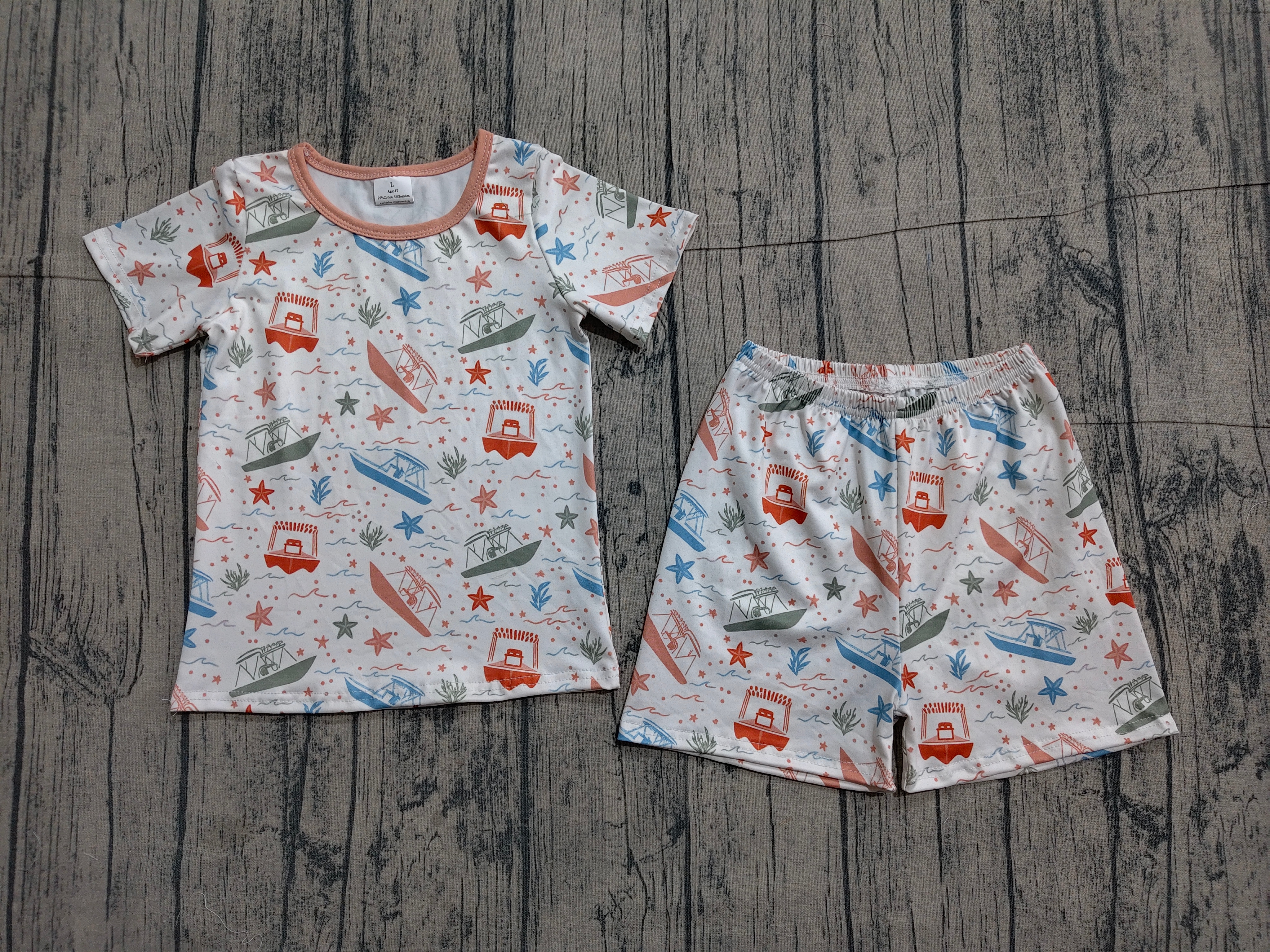 BSSO1904 pre-order kids clothes starfish print boy 4th of July summer outfit  clothing set-real pic 2026.3.26 