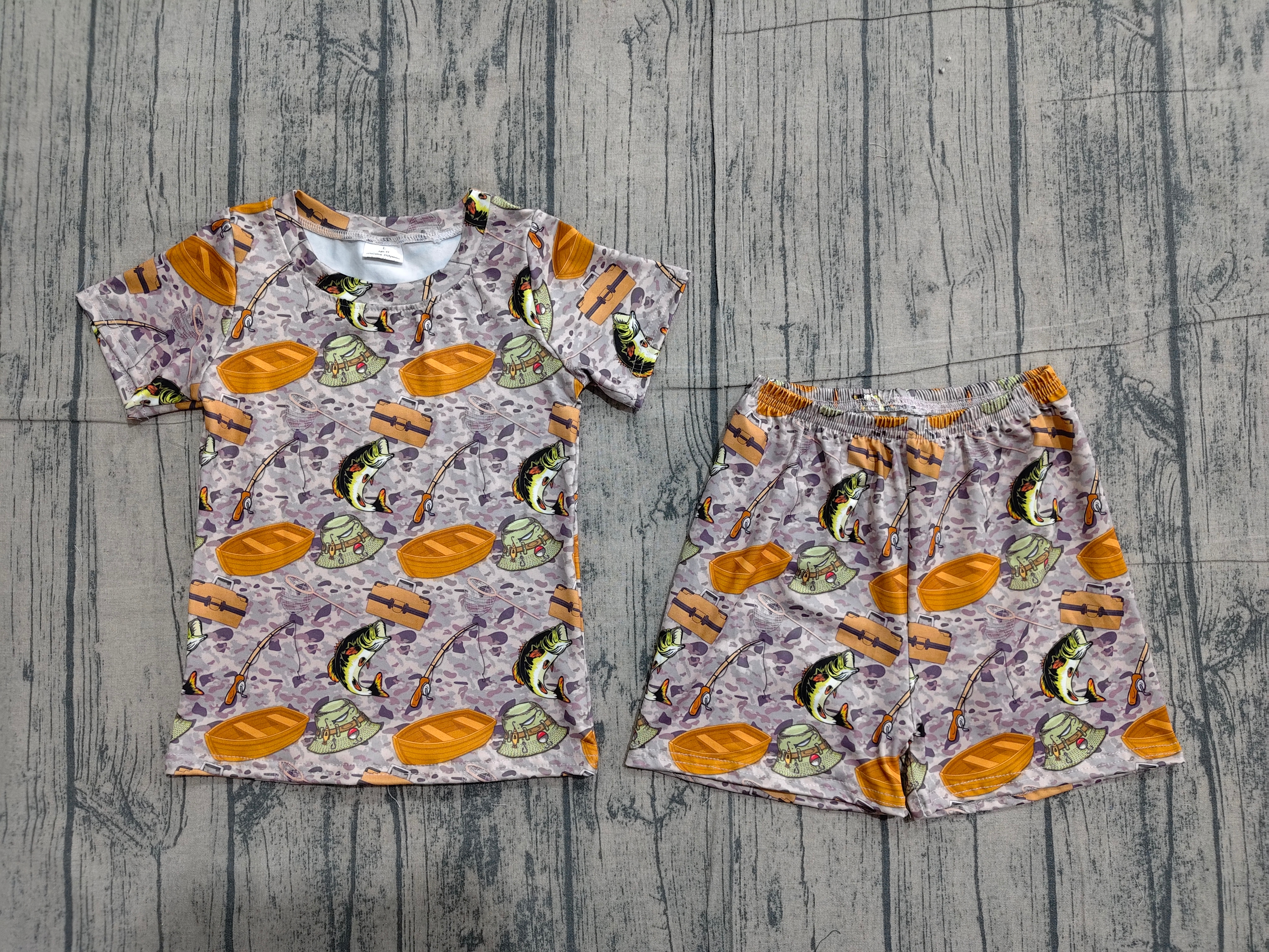 BSSO1920 pre-order kids clothes fishing print boy summer outfit  clothing set-real pic 2026.3.26